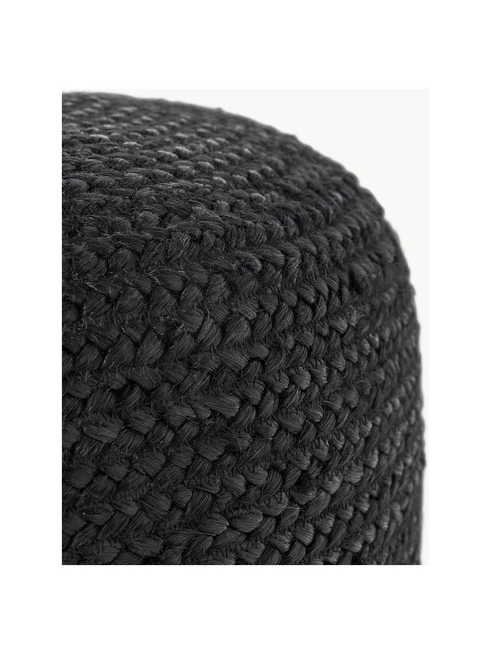 Pouf en jute artisanal Bono, Anthracite, Ø 50 x haut. 36 cm