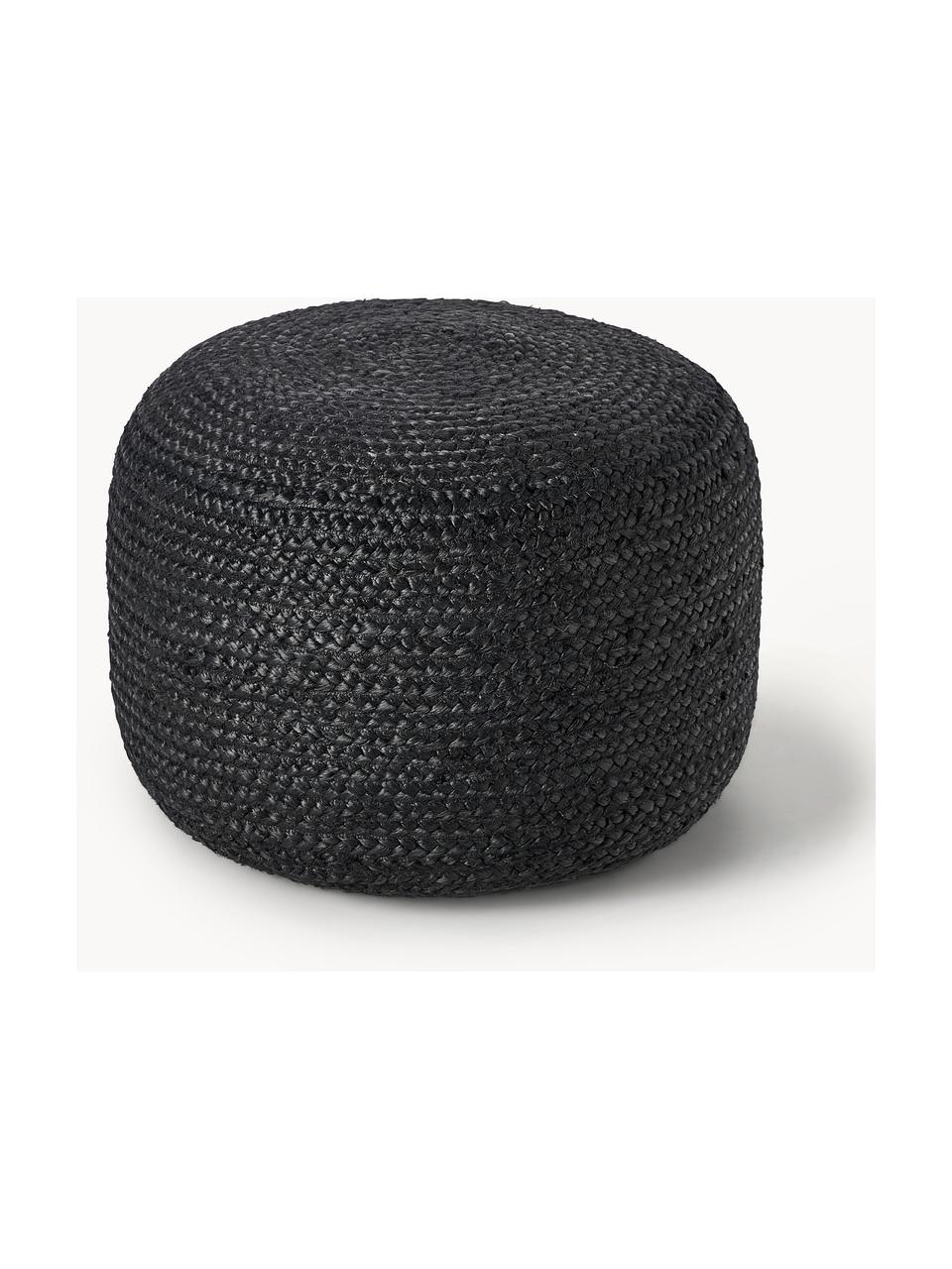 Pouf en jute artisanal Bono, Anthracite, Ø 50 x haut. 36 cm