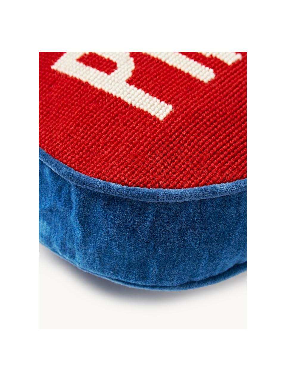 Cojín decorativo de lana artesanal Prozac, Parte delantera: 100% lana, Parte trasera: terciopelo (100% algodón), Blanco Off White, azul, rojo, An 23 x L 51 cm