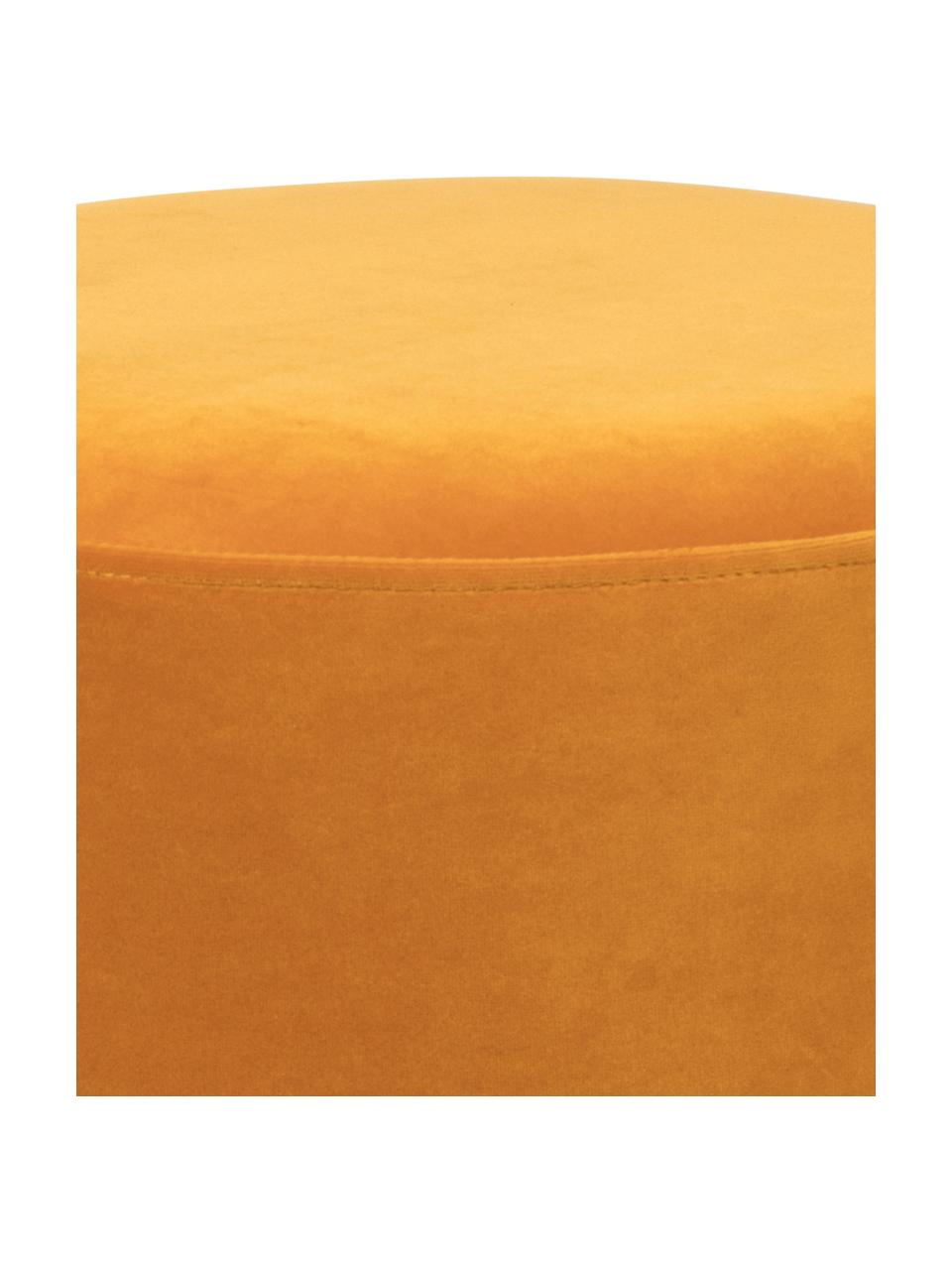 Puf z aksamitu Bubbly, Tapicerka: aksamit poliestrowy Dzięk, Stelaż: płyta pilśniowa średniej , Odcienie żółtego, Ø 35 x W 39 cm