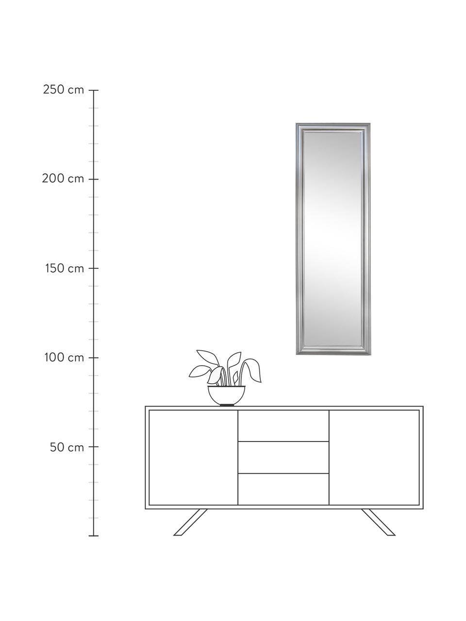 Eckiger Wandspiegel Sanzio mit silbernem Rahmen, Rahmen: Holz, beschichtet, Spiegelfläche: Spiegelglas, Silberfarben, 42 x 132 cm