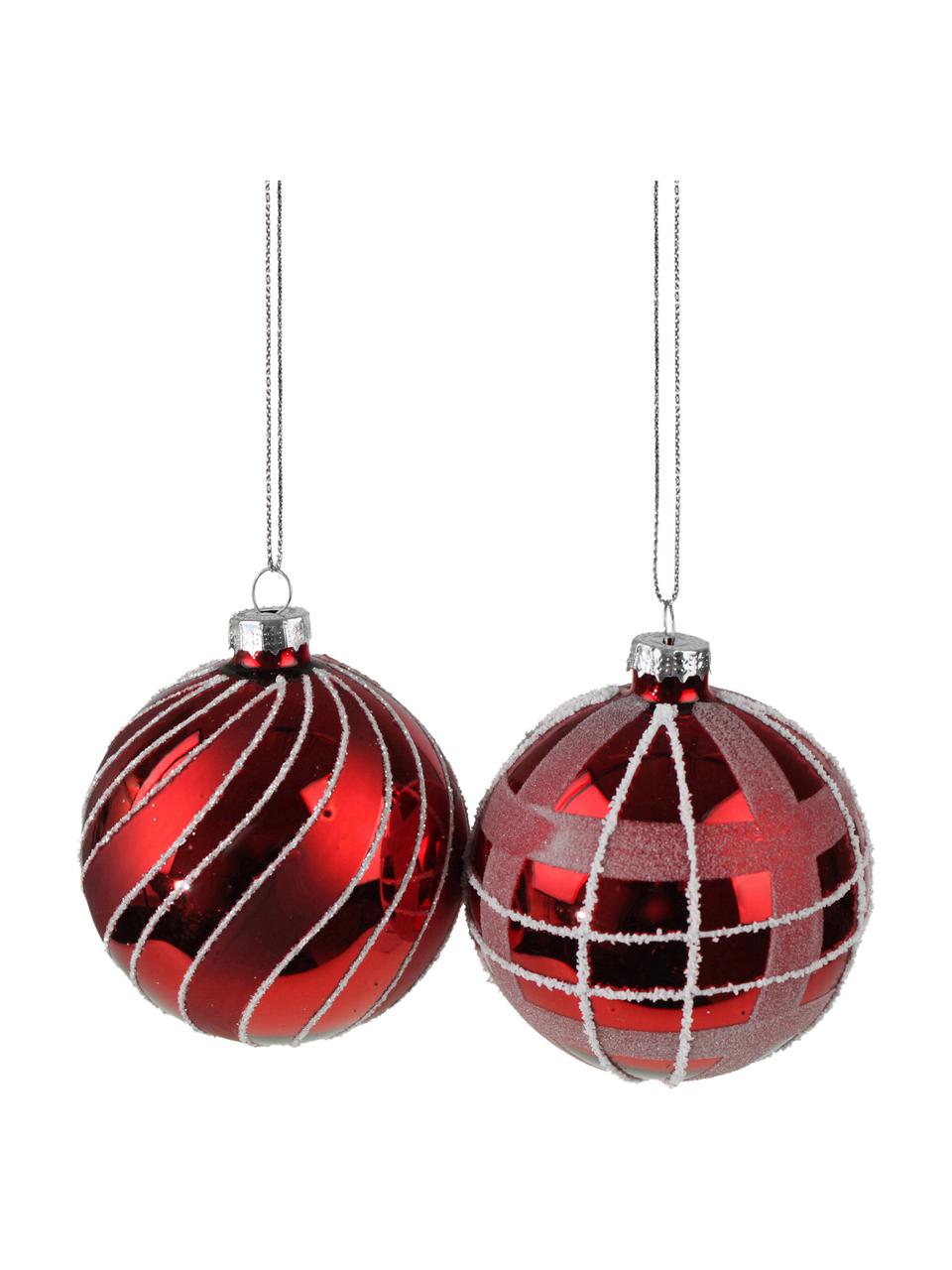 Set 4 palle di Natale Designs, Vetro verniciato, Rosso, Ø 8 cm