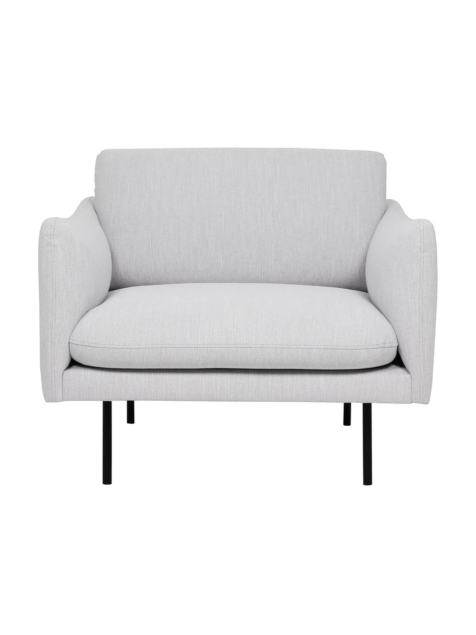 Sessel Moby, Bezug: Polyester Der hochwertige, Gestell: Massives Kiefernholz, FSC, Beine: Metall, pulverbeschichtet, Webstoff Hellgrau, B 90 x T 90 cm