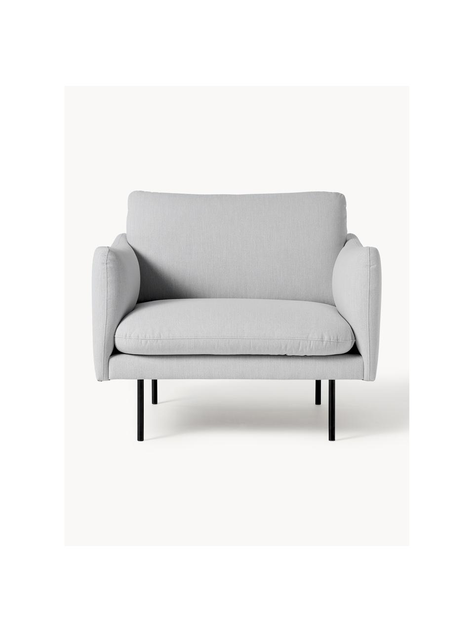 Fauteuil Moby, Bekleding: polyester De hoogwaardige, Frame: massief grenenhout, Poten: gepoedercoat metaal Dit p, Geweven stof lichtgrijs, B 90 x D 90 cm