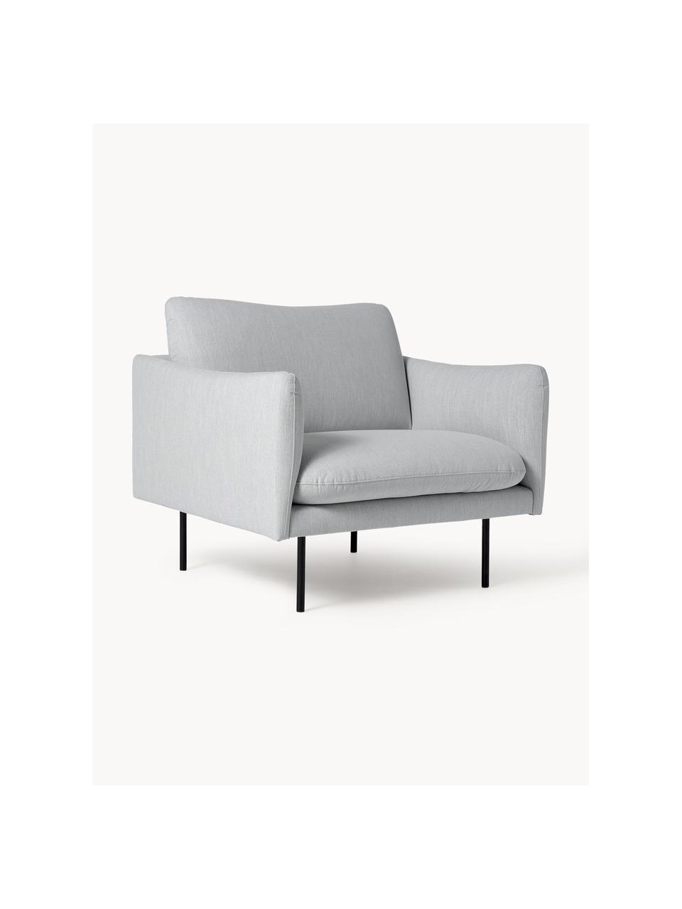 Fauteuil Moby, Bekleding: polyester De hoogwaardige, Frame: massief grenenhout, Poten: gepoedercoat metaal Dit p, Geweven stof lichtgrijs, B 90 x D 90 cm