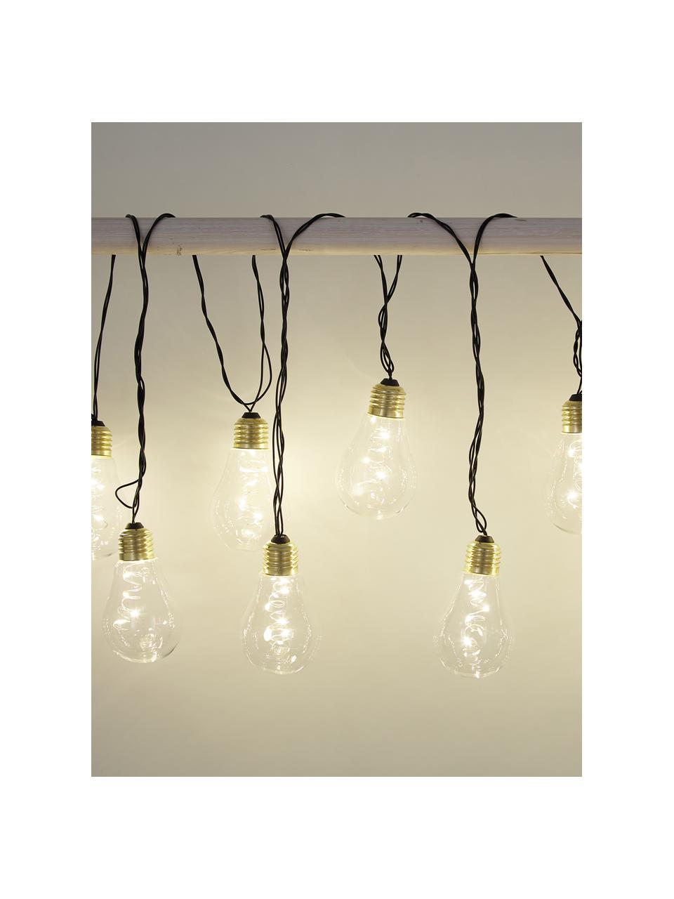 Guirnalda de luces LED Bulb, 360 cm, 10 luces, Cable: plástico, Transparente, dorado, negro, L 360 cm