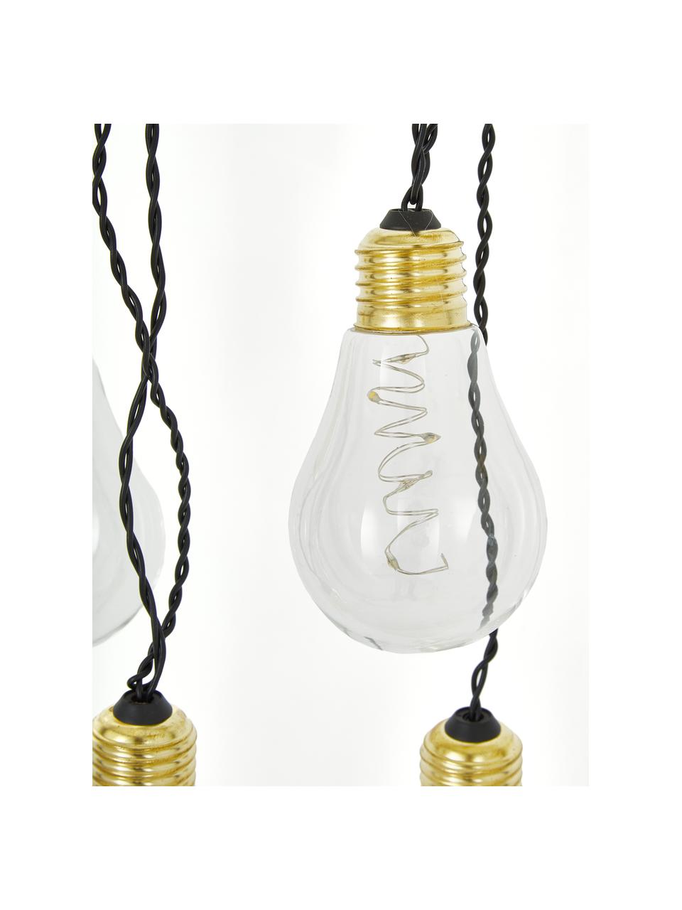 LED lichtslinger Bulb, 360 cm, 10 lampions, Lampions: kunststof, Fitting: metaal, Transparant, goudkleurig, L 360 cm