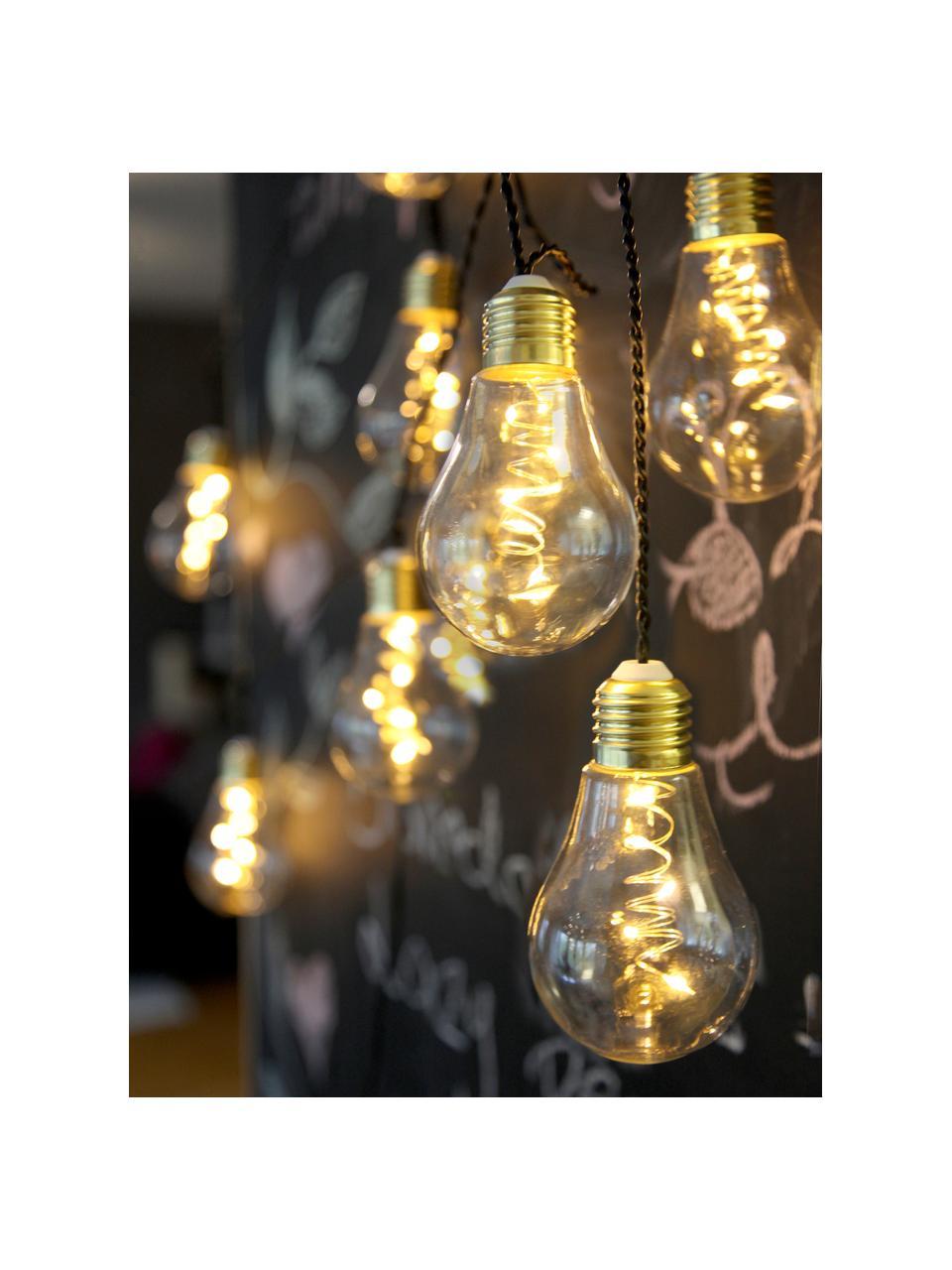 LED lichtslinger Bulb, 360 cm, Fitting: gecoat metaal, Transparant, goudkleurig, L 360 cm