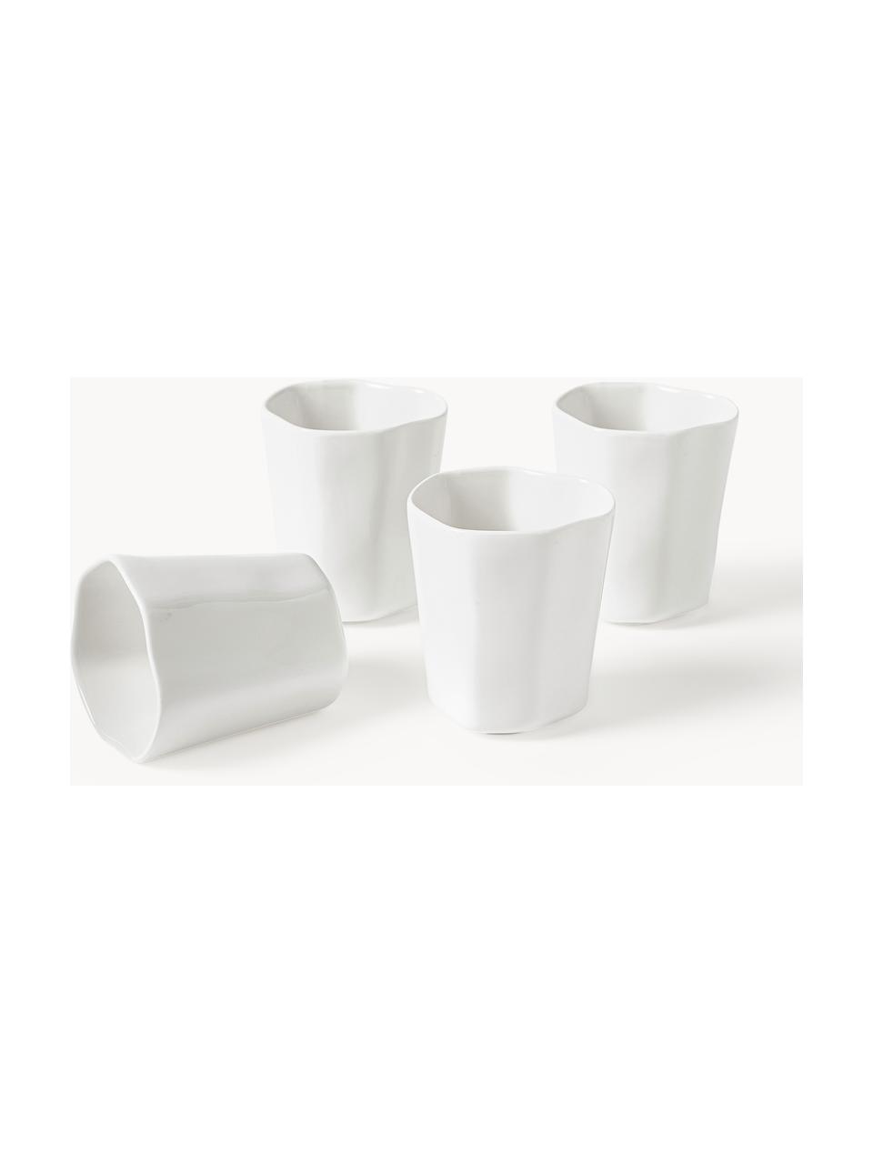 Porzellan-Kaffeebecher Joana in organischer Form, 4 Stück, Porzellan, Weiß, Ø 7 x H 10 cm, 240 ml