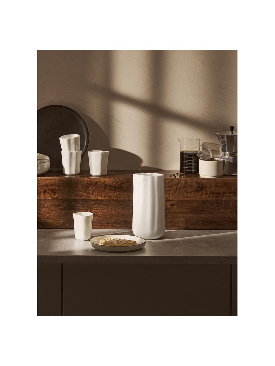 Tazas de café de porcelana con forma orgánica Joana, 4 uds., Porcelana, Blanco, Ø 7 x Al 10 cm, 240 ml