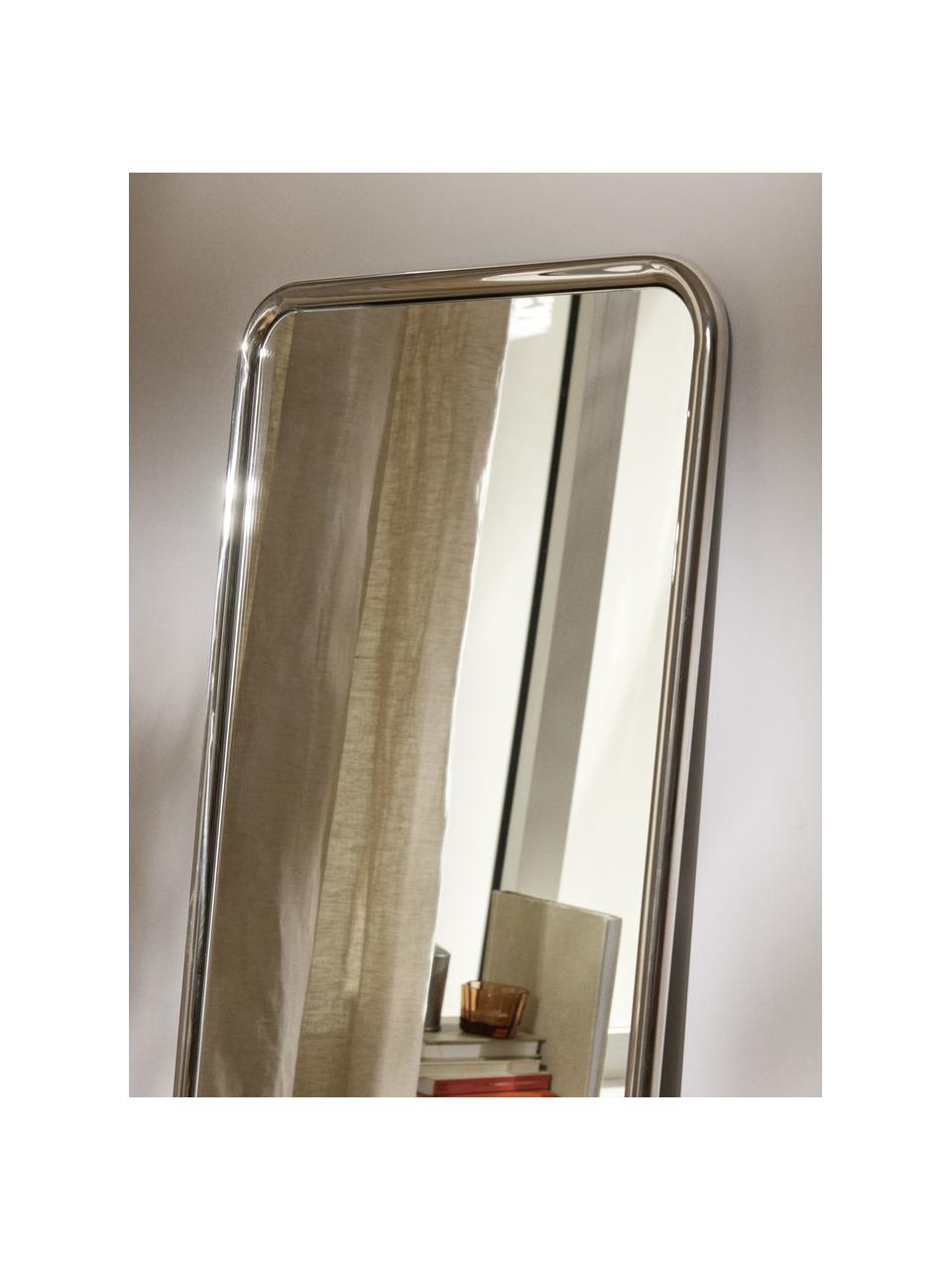 Eckiger Anlehnspiegel Blake, Rahmen: Edelstahl, Spiegelfläche: Spiegelglas, Rückseite: Mitteldichte Holzfaserpla, Silberfarben, B 55 x H 170 cm
