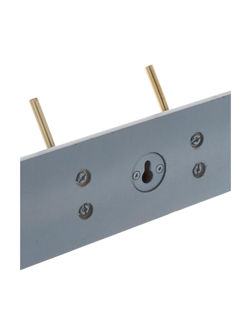 Appendiabiti da parete in legno con 6 ganci Edgy, Asta: pannello MDF (fibra a med, Grigio, dorato, Larg. 60 cm