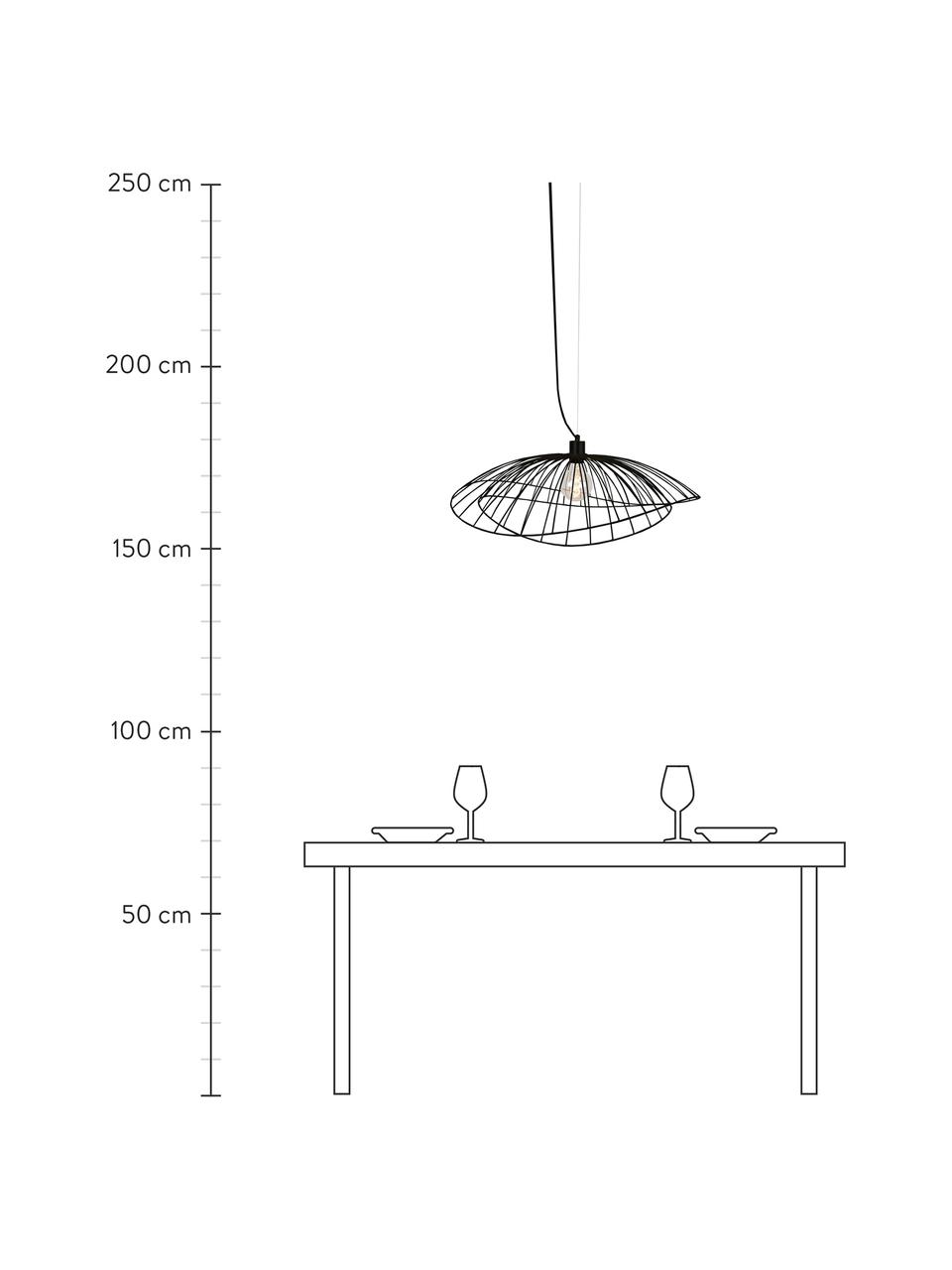 Lámpara de techo de diseño Ray, Pantalla: metal recubierto, Anclaje: metal, Cable: cubierto en tela, Negro, Ø 45 x Al 24 cm