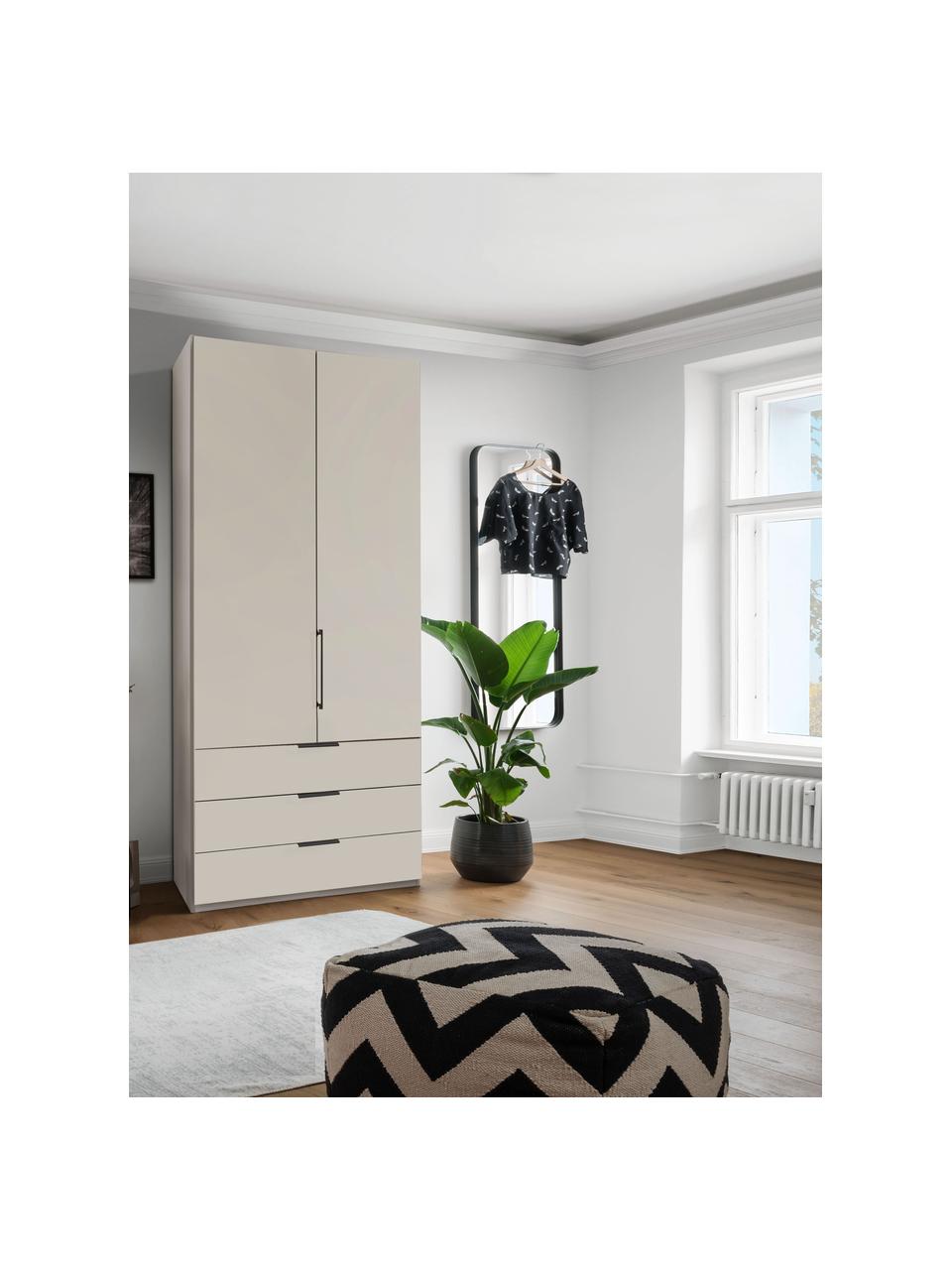 Drehtürenschrank Monaco, 2-türig, Korpus: Holzwerkstoff, foliert, Griffe: Metall, beschichtet, Hellbeige, B 99 x H 216 cm