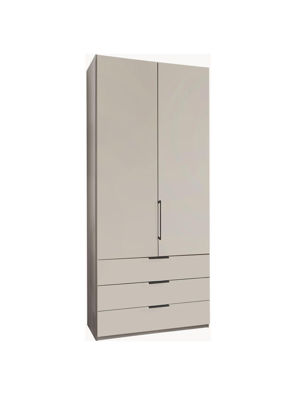 Drehtürenschrank Monaco, 2-türig, Korpus: Holzwerkstoff, foliert, Griffe: Metall, beschichtet, Hellbeige, B 99 x H 216 cm