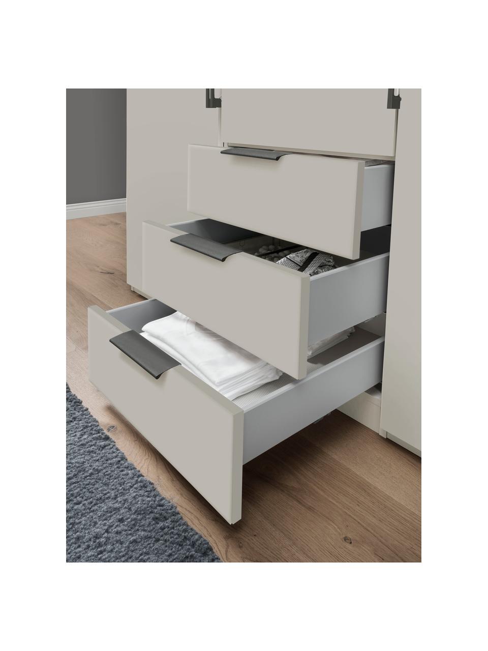 Drehtürenschrank Monaco, 2-türig, Korpus: Holzwerkstoff, foliert, Griffe: Metall, beschichtet, Beige, B 99 x H 216 cm