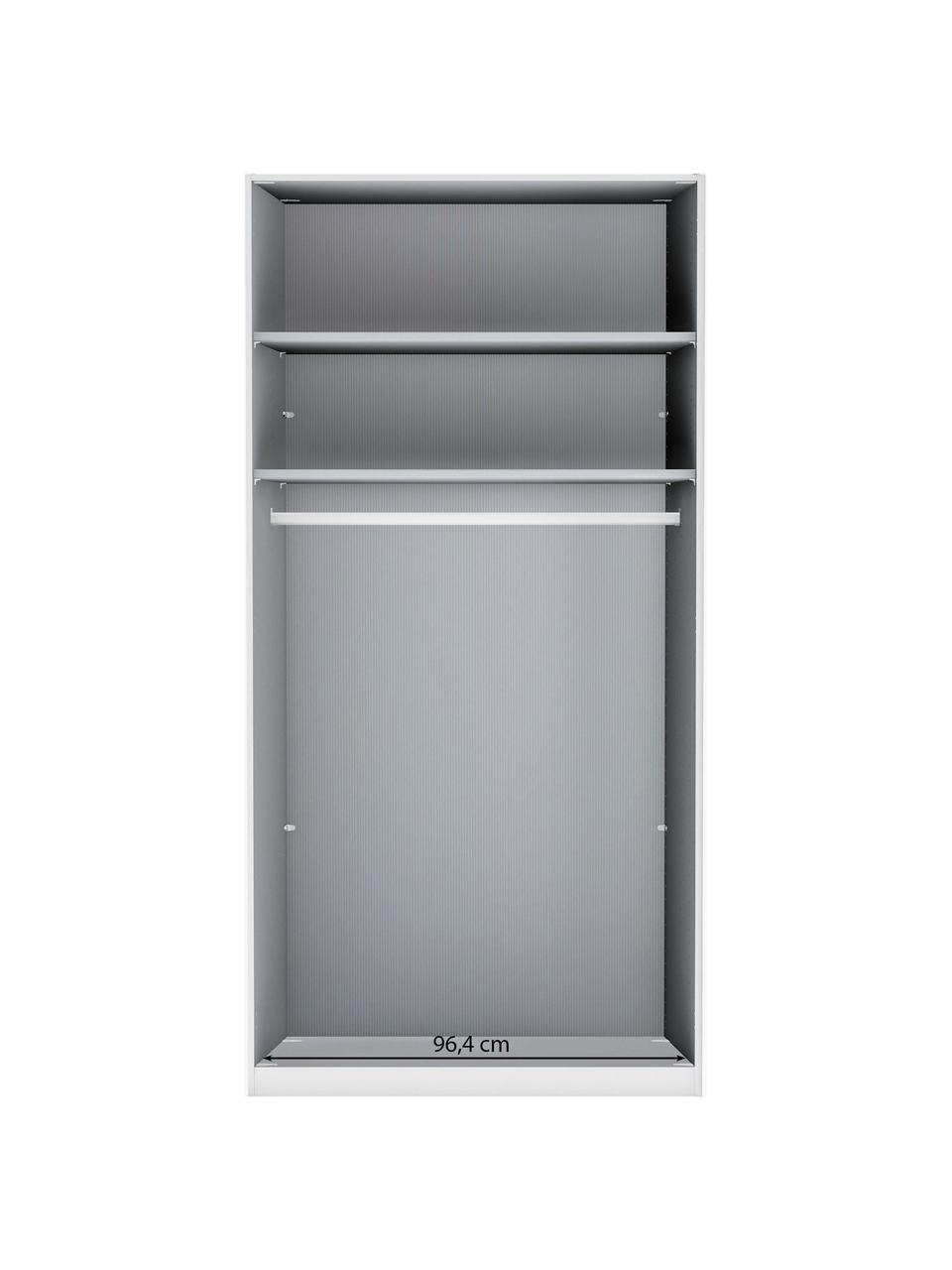 Drehtürenschrank Monaco, 2-türig, Korpus: Holzwerkstoff, foliert, Griffe: Metall, beschichtet, Beige, B 99 x H 216 cm