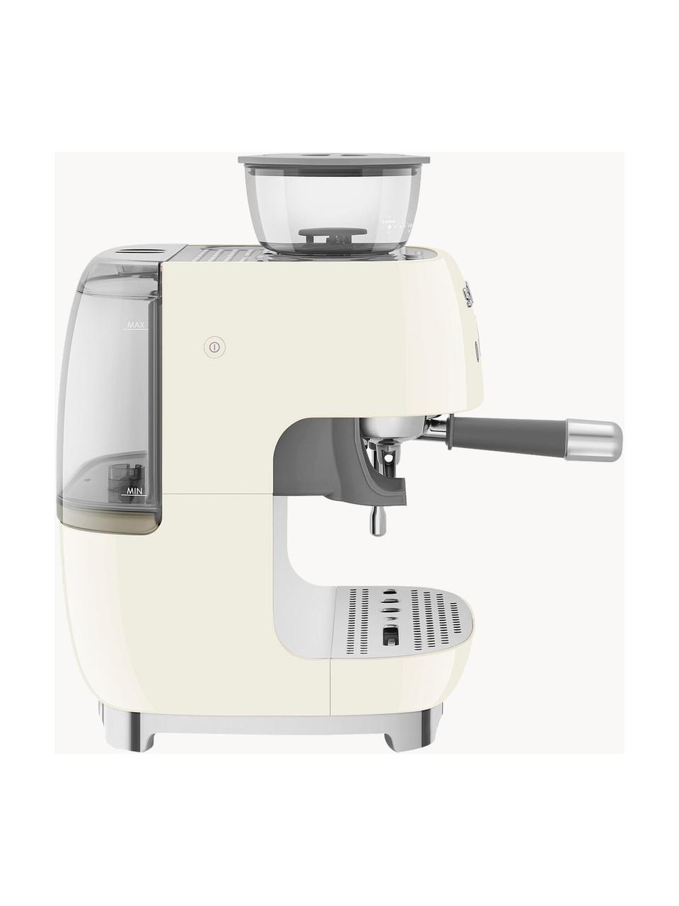 Kaffeemaschine 50's Style mit Siebträger, Aluminium-Druckguss, Edelstahl, Kunststoff, Off White, glänzend, B 45 x H 50 cm