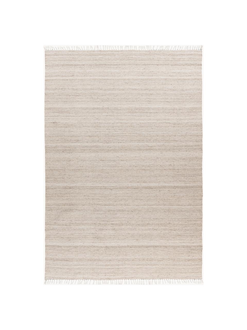 Tappeto da interno-esterno tessuto a mano con frange Nador, 100% polietilene, Beige chiaro, Larg. 80 x Lung. 150 cm (taglia XS)