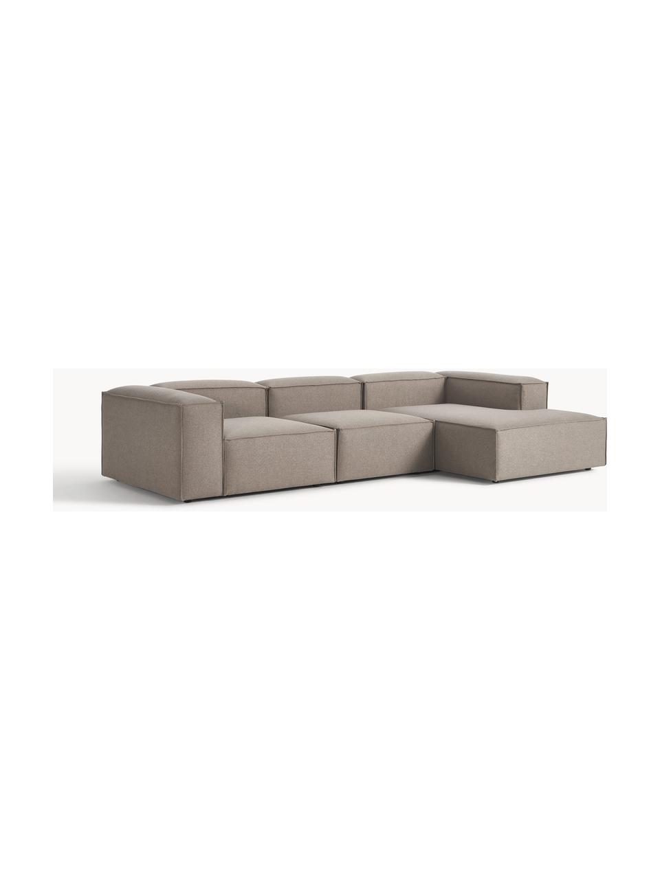 Narożna sofa modułowa Lennon, Tapicerka: 100% poliester Dzięki tka, Stelaż: lite drewno sosnowe, skle, Nogi: tworzywo sztuczne Ten pro, Taupe tkanina, S 327 x G 180 cm, lewostronna