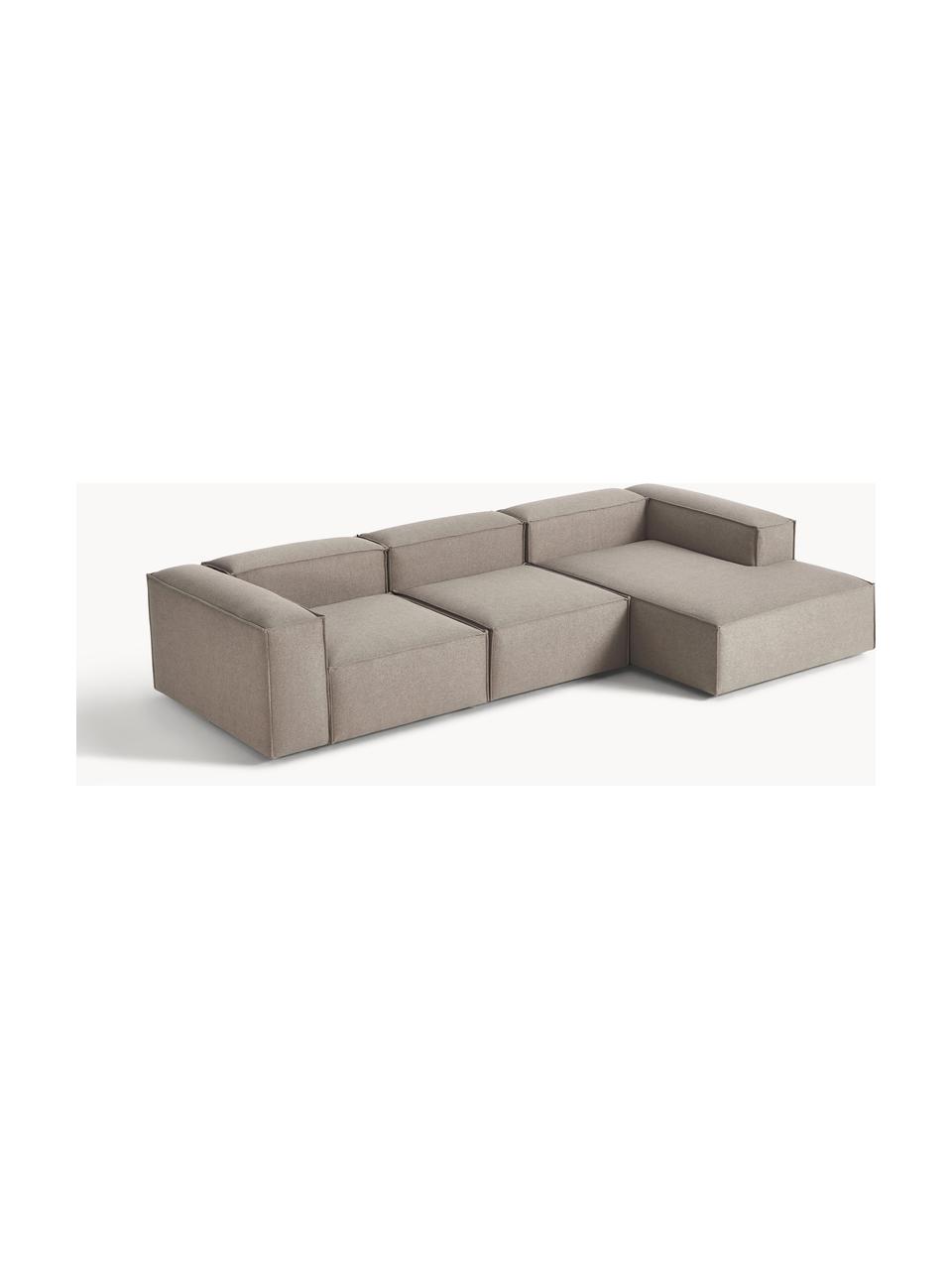 Sofá rinconera modular Lennon, Tapizado: 100% poliéster Alta resis, Estructura: madera de pino maciza, co, Patas: plástico Este producto es, Tejido taupe, An 327 x F 180 cm, chaise longue izquierda