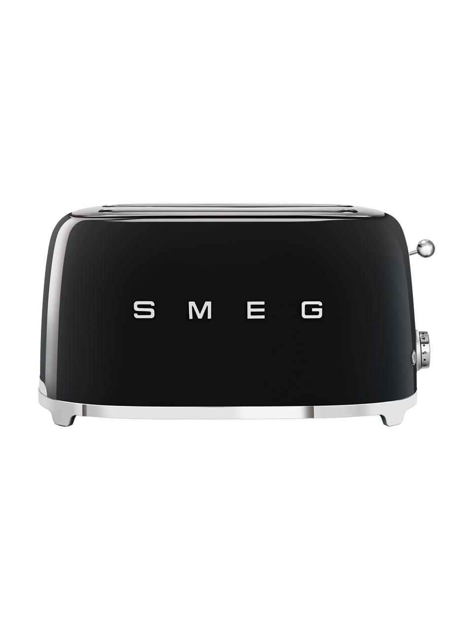 Langschlitztoaster 50's Style, Edelstahl, lackiert, Schwarz, glänzend, B 41 x H 22 cm