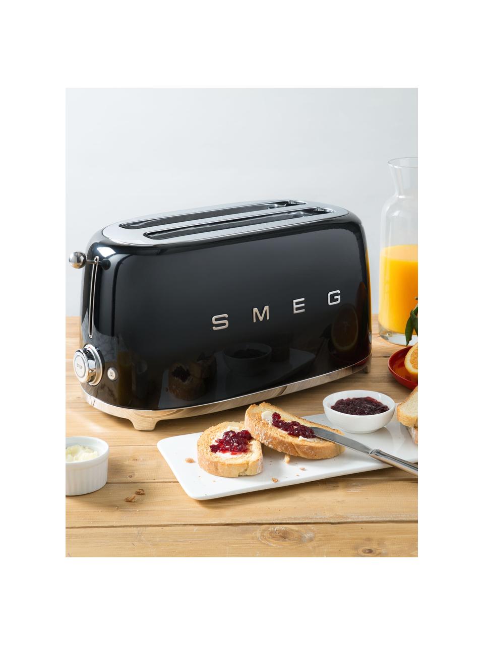 Langschlitztoaster 50's Style, Edelstahl, lackiert, Schwarz, glänzend, B 41 x T 17 cm
