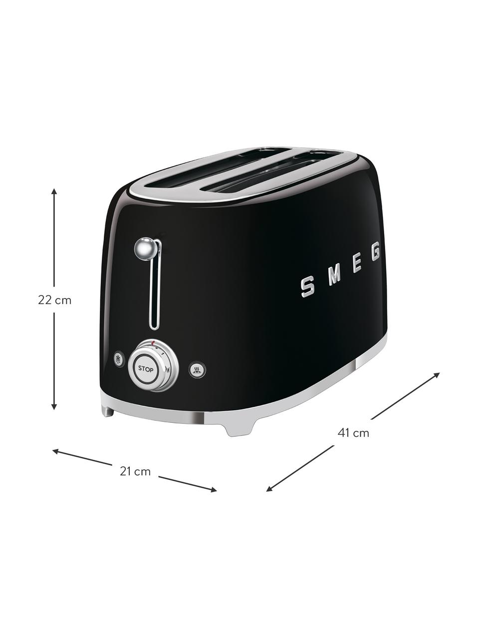 Langschlitztoaster 50's Style, Edelstahl, lackiert, Schwarz, glänzend, B 41 x H 22 cm