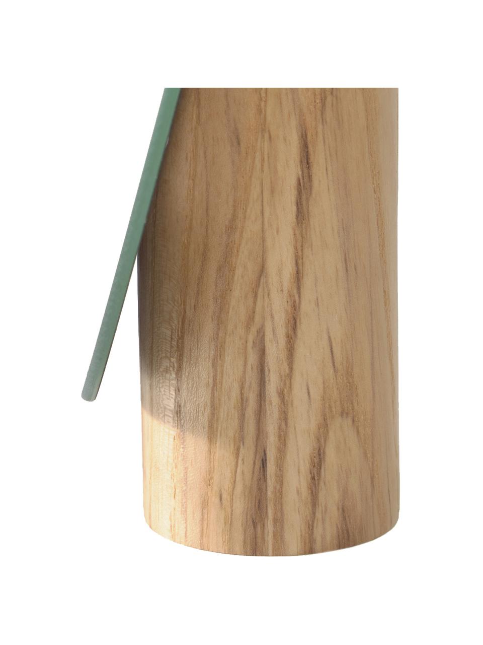 Ronde make-upspiegel Veida met lichtbruine houten voet, Voetstuk: essenhout, Beige, B 14 cm x H 16 cm