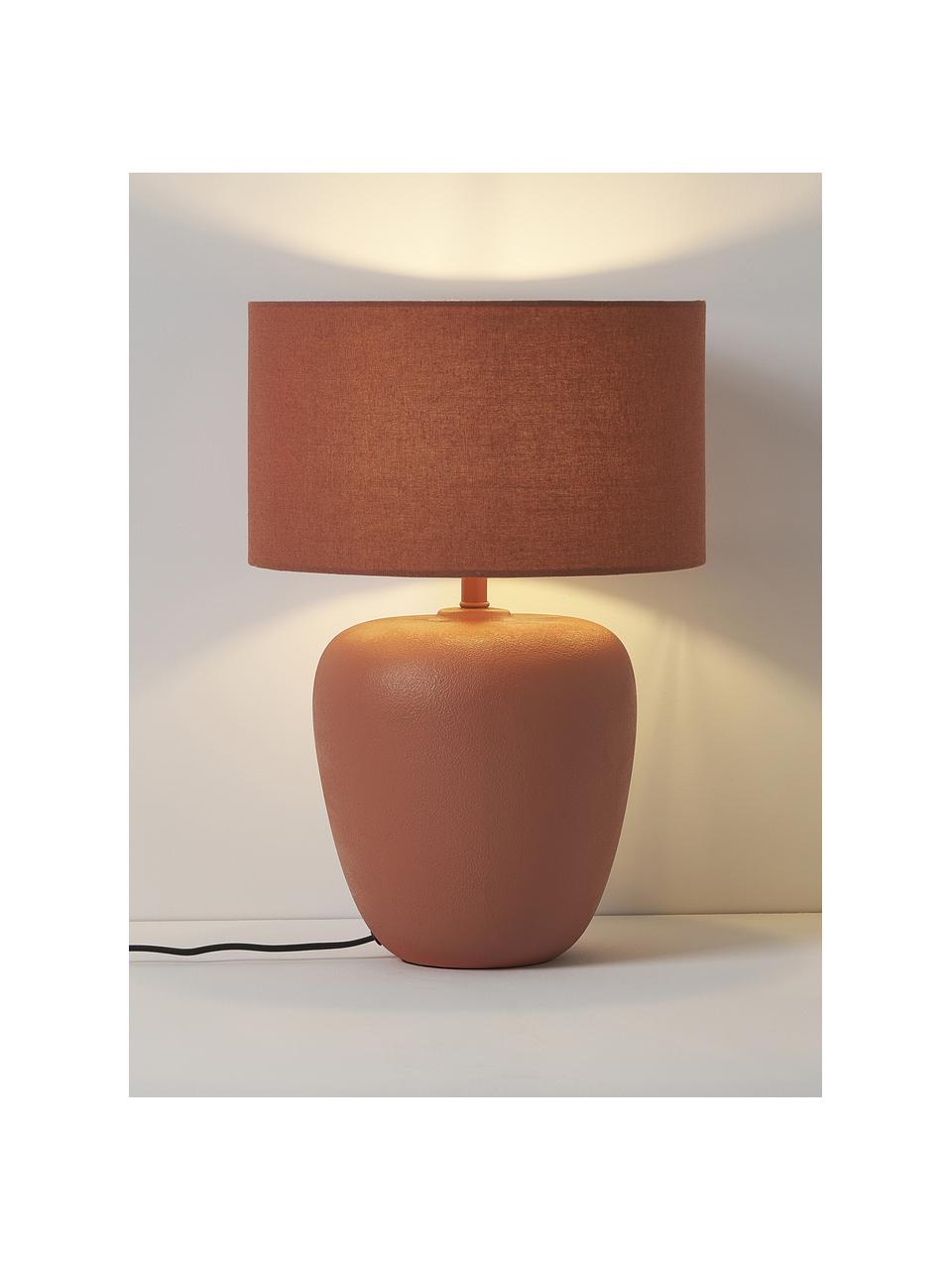 Lampada grande da tavolo in ceramica Eileen, Paralume: lino (100 % poliestere), Base della lampada: ceramica, Terracotta opaco, Ø 33 x Alt. 48 cm