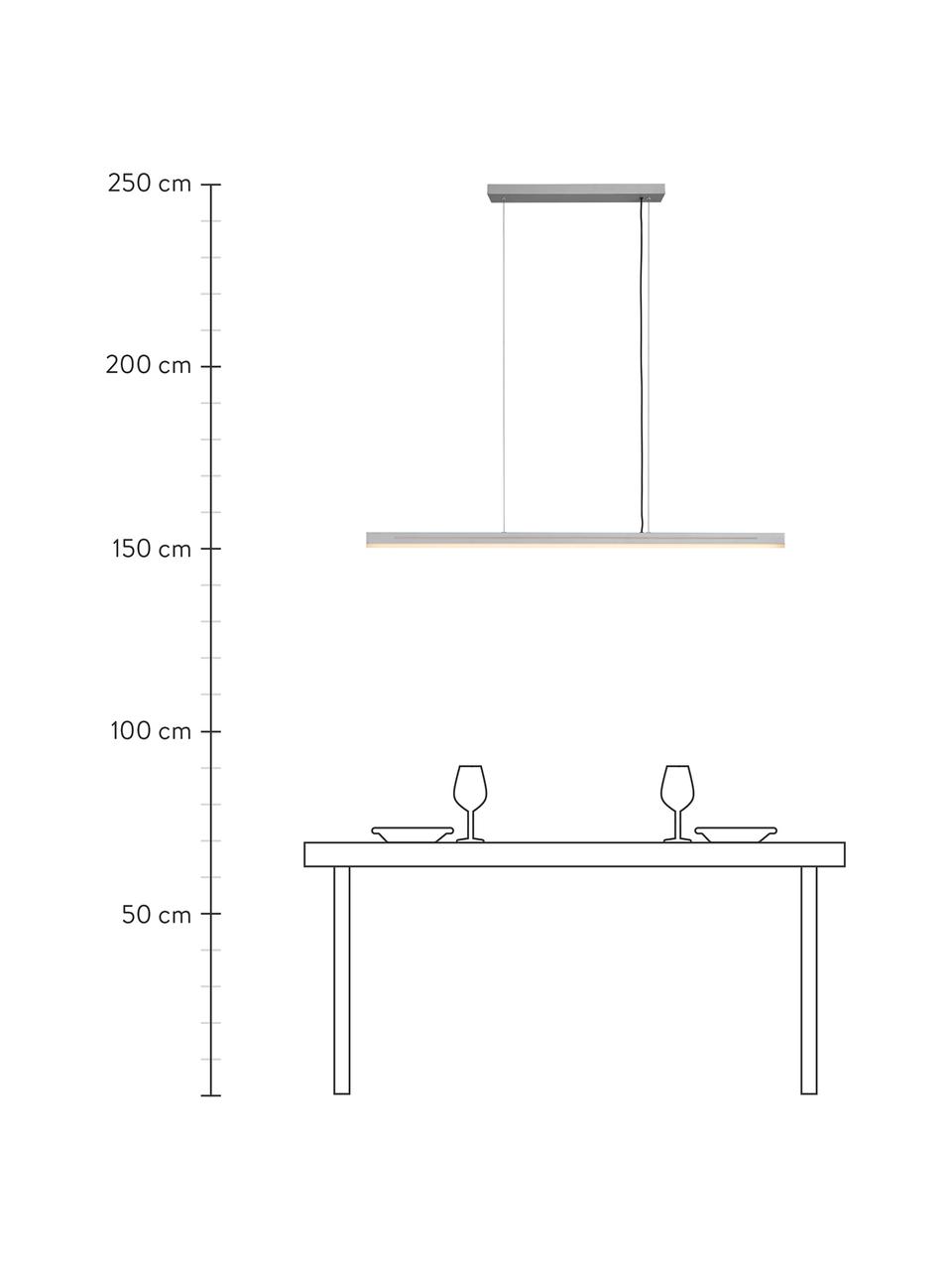 Grosse LED-Pendelleuchte Skylar in Silber, Lampenschirm: Aluminium, beschichtet, Baldachin: Aluminium, beschichtet, Silberfarben, 115 x 4 cm