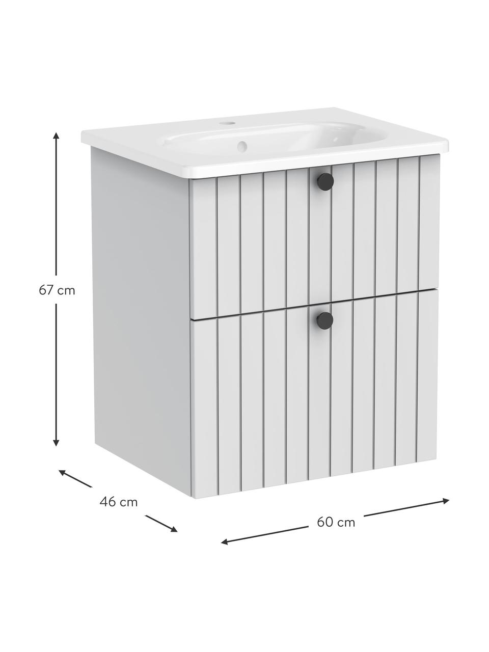 Koupelnová skříňka s umyvadlem a matným povrchem Emil, Světle šedá, Š 80 cm, V 67 cm