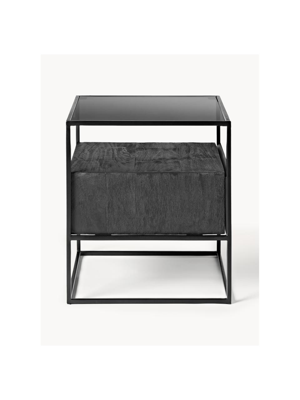 Odkládací stolek Theodor, Mangové dřevo, černá, Š 45 cm, V 50 cm
