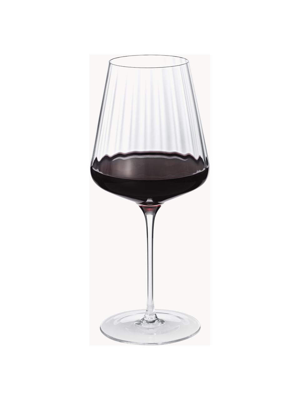 Krištáľové poháre na červené víno s drážkovanou štruktúrou Bernadotte, sada 6 ks, Krištáľové sklo, Priehľadná, Ø 10 x V 23 cm, 540 ml