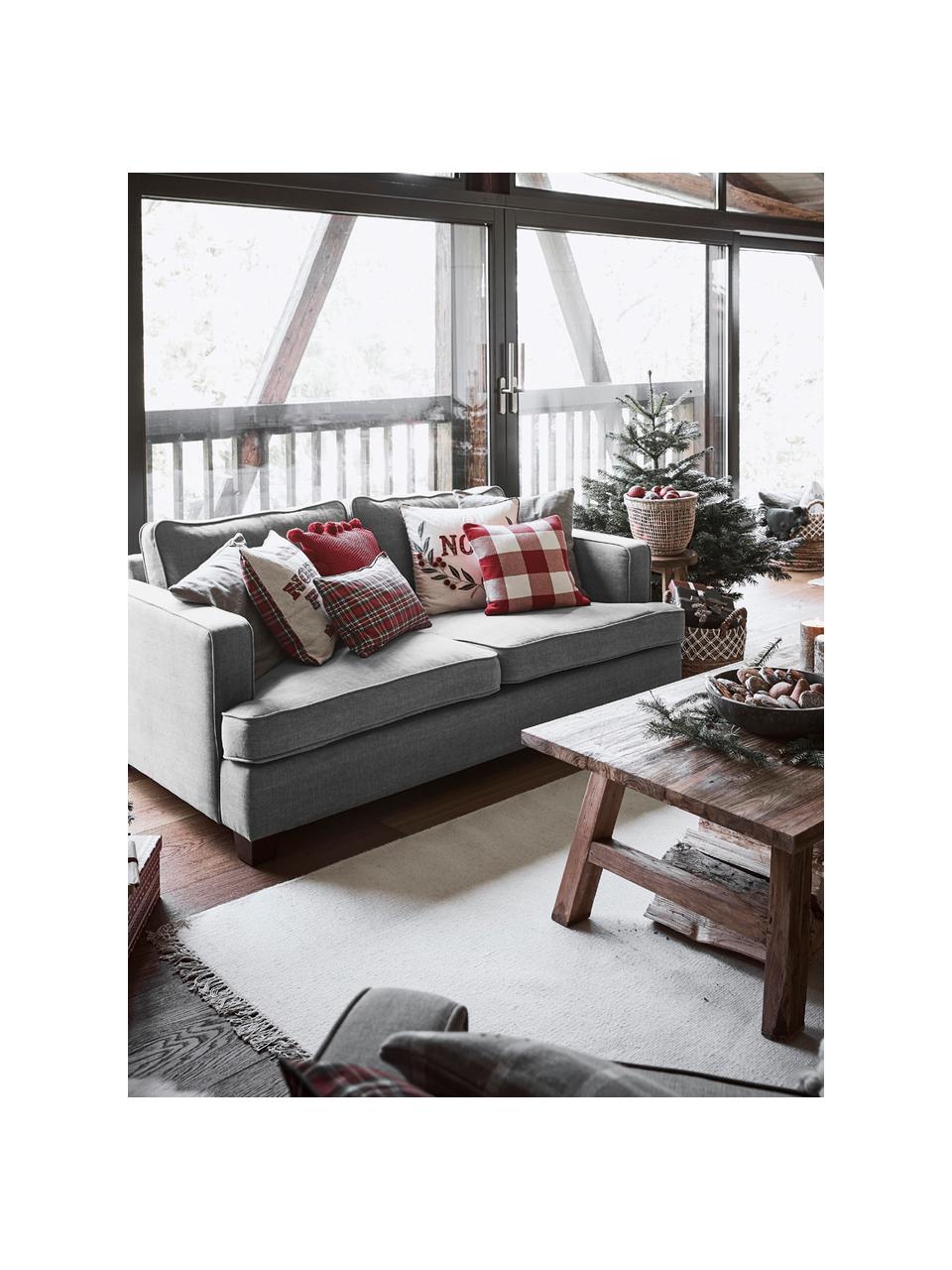 Big Sofa Warren (2-Sitzer) in Grau mit Leinenstoffgemisch, Gestell: Holz, Bezug: 60% Baumwolle, 40% Leinen, Beine: Schwarzholz, Webstoff Grau, 178 x 85 cm