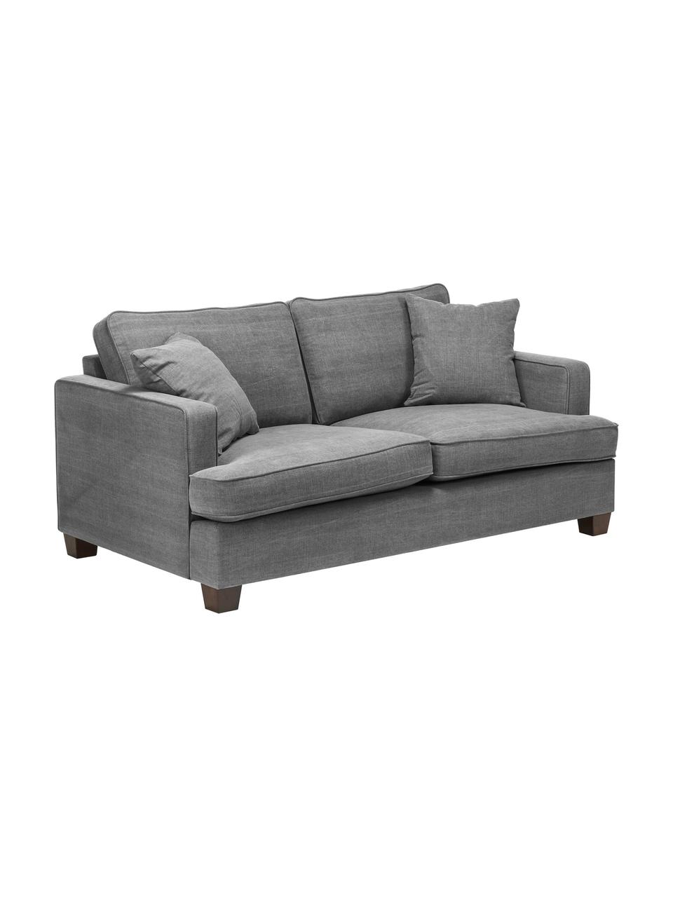 Duża sofa Warren (2-osobowa), Tapicerka: 60% bawełna, 40% len Tkan, Nogi: czarne drewno, Szary, S 178 x W 85 cm