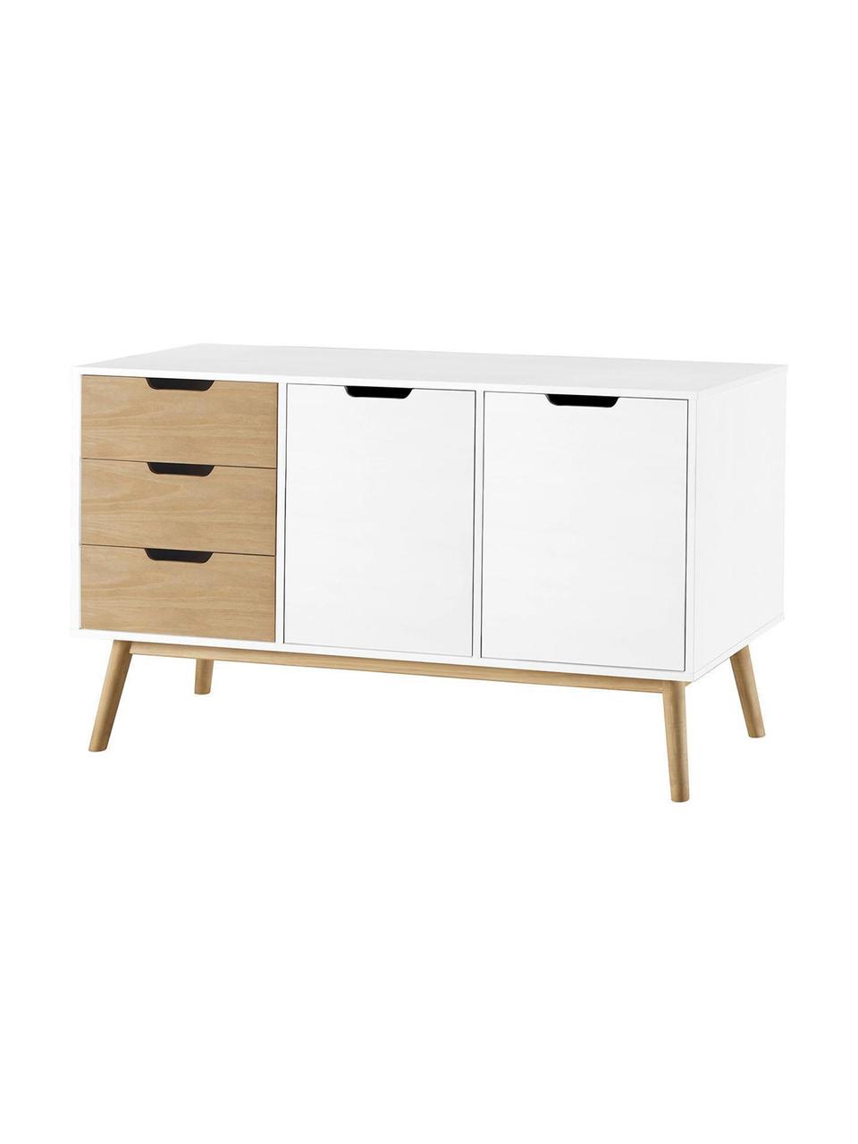 Aparador Bakna, Tablero de fibras de densidad media (MDF), Blanco, beige, An 140 x Al 80 cm