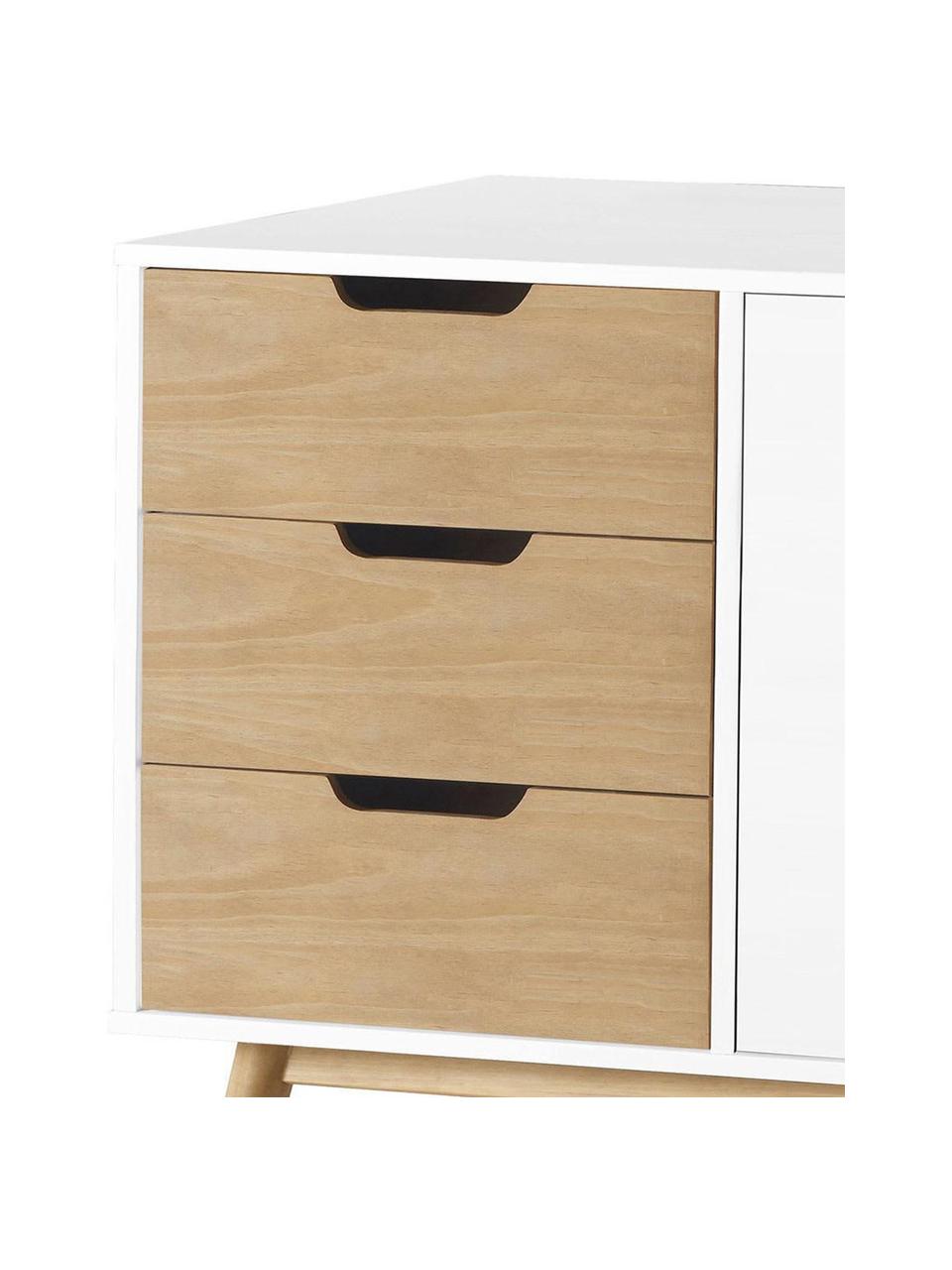 Aparador Bakna, Tablero de fibras de densidad media (MDF), Blanco, beige, An 140 x Al 80 cm