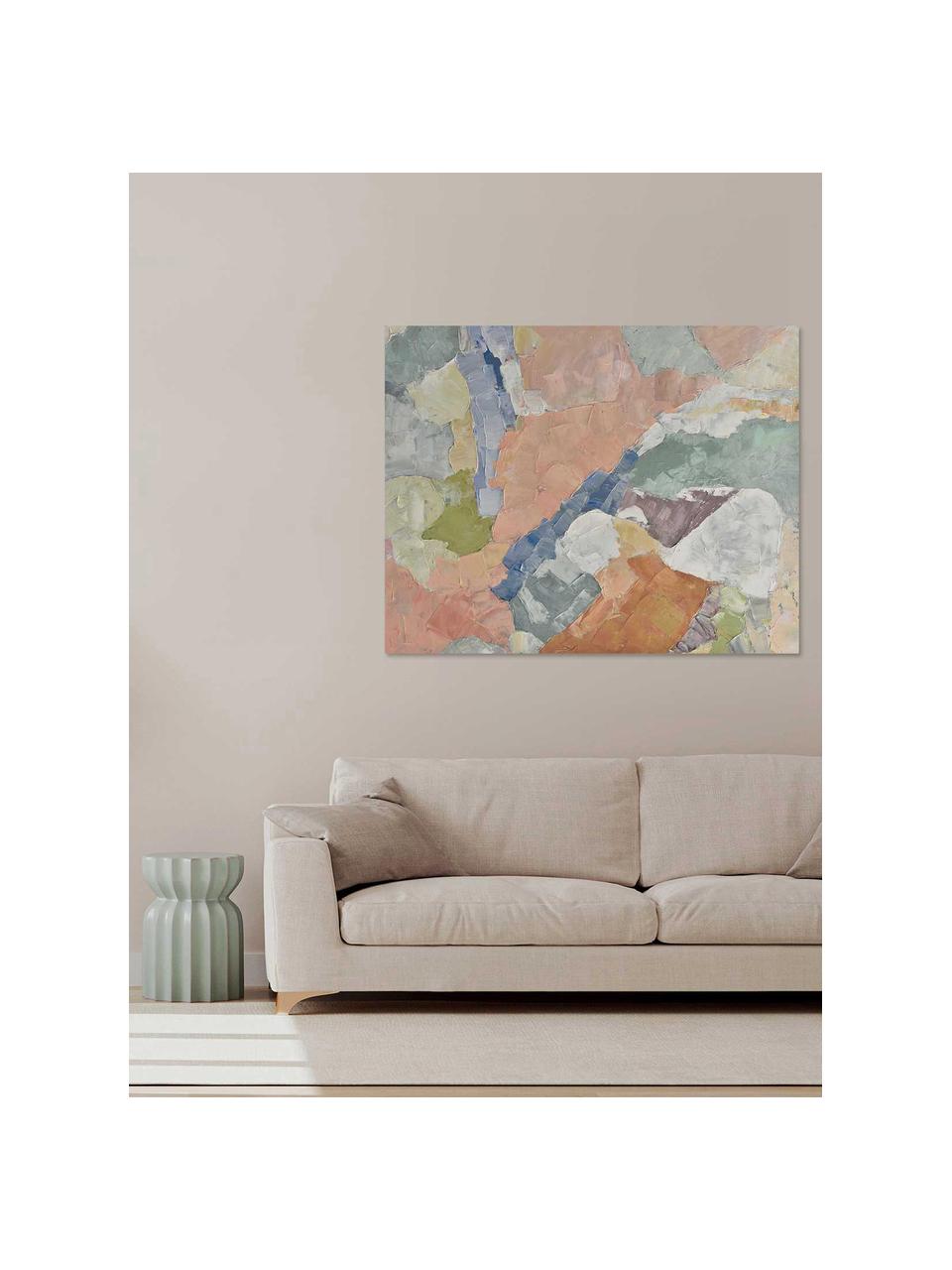 Ręcznie malowany obraz na płótnie Nubi Pastello, Stelaż: drewno sosnowe, Wielobarwny, S 150 x W 120 cm