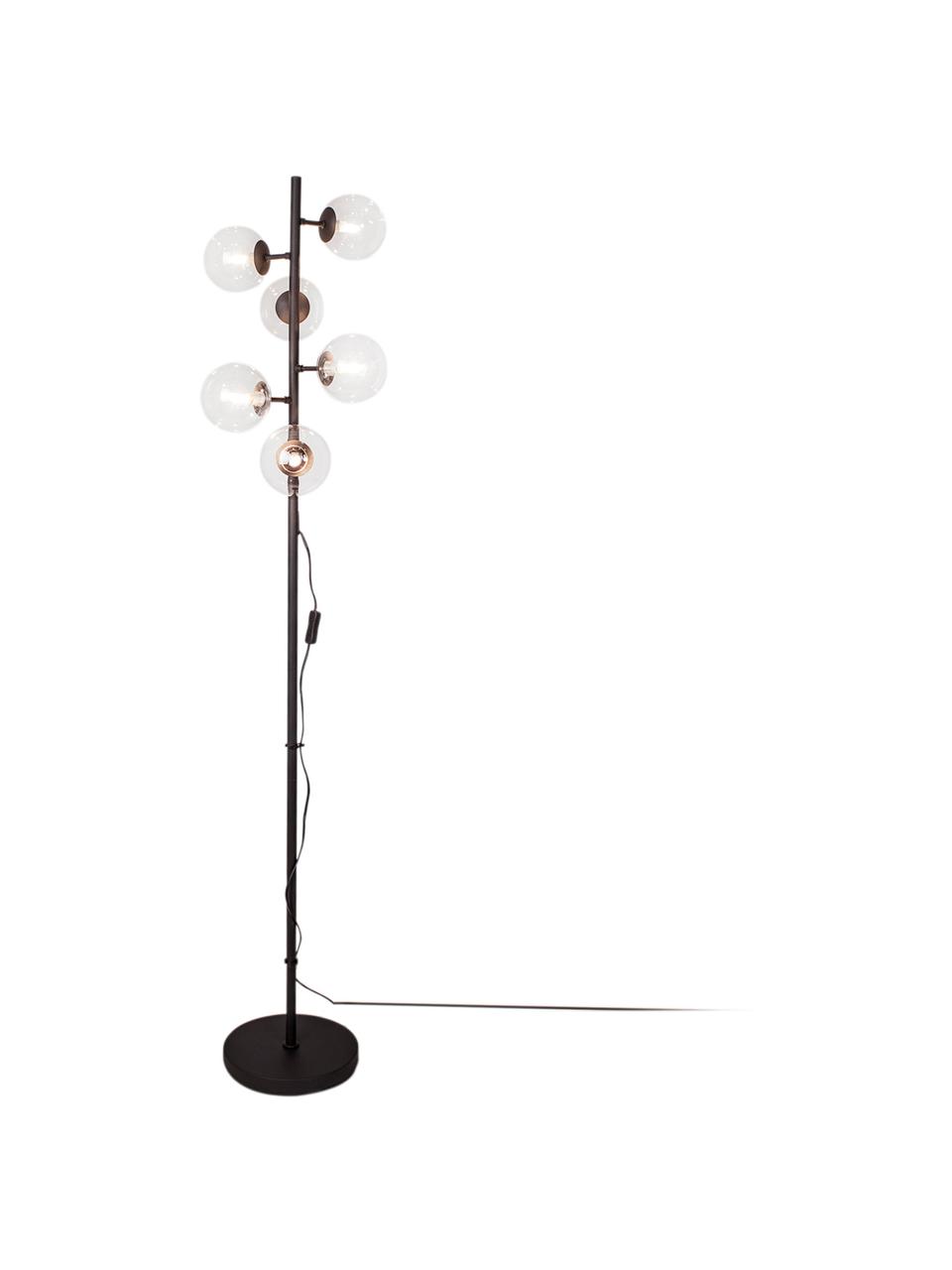 Lámpara de pie Move, Pantalla: vidrio, Cable: plástico, Negro, transparente, Ø 35 x Al 160 cm
