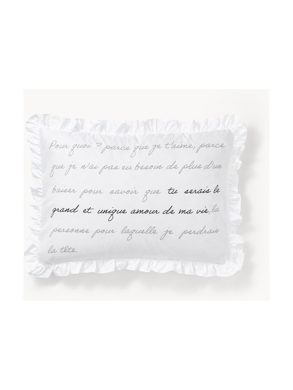 Funda de almohada de percal Leire, Blanco, gris, An 45 x L 110 cm