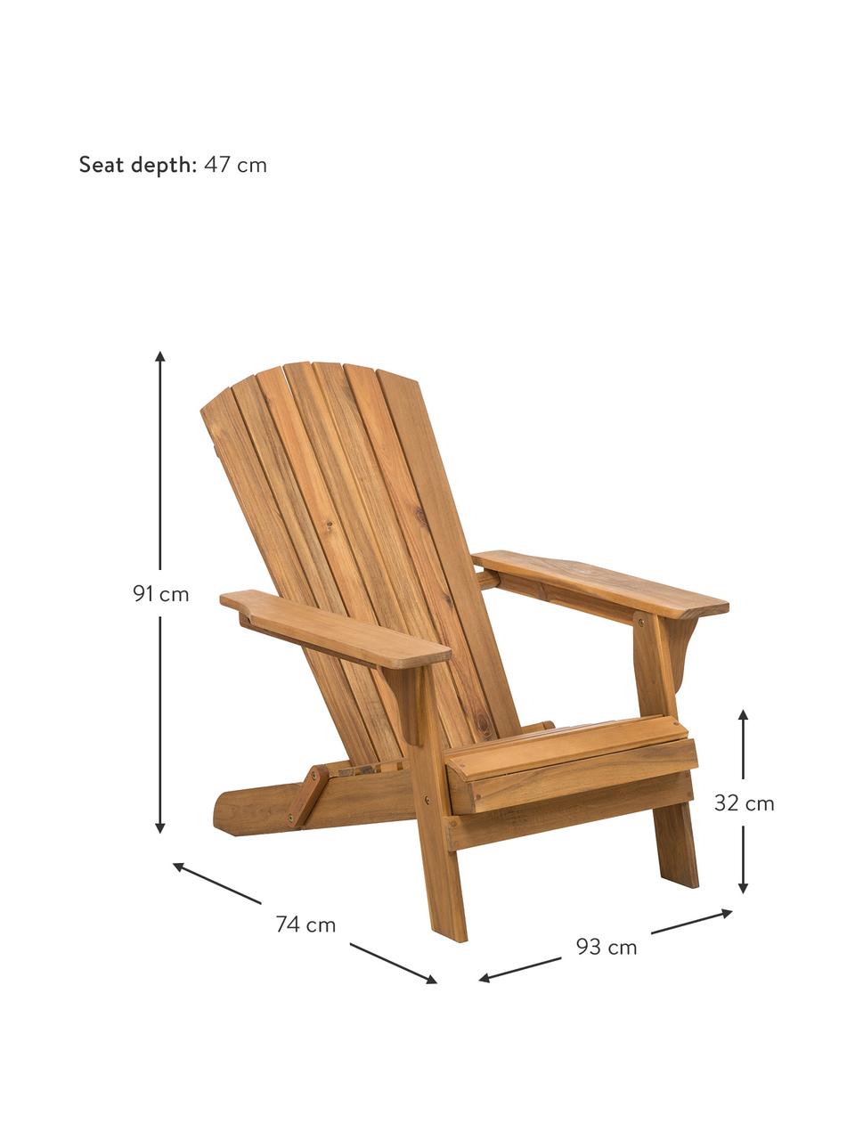 Fauteuil lounge de jardin en bois d'acacia Charlie, Bois d'acacia massif, huilé, Brun, larg. 93 x prof. 74 cm