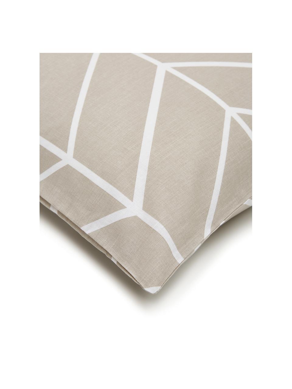 Bavlnená posteľná bielizeň s grafickým vzorom Mirja, Béžová, biela, 240 x 220 cm + 2 vankúše 80 x 80 cm