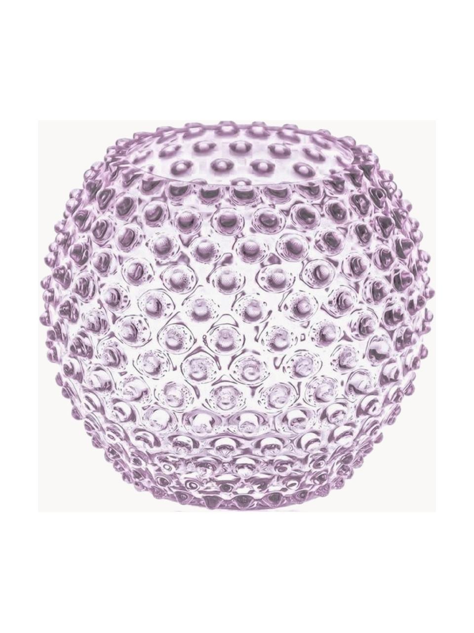 Ručně vyrobená váza s reliéfem Hobnail Globe, Sklo, Levandulová, Ø 18 cm, V 17 cm