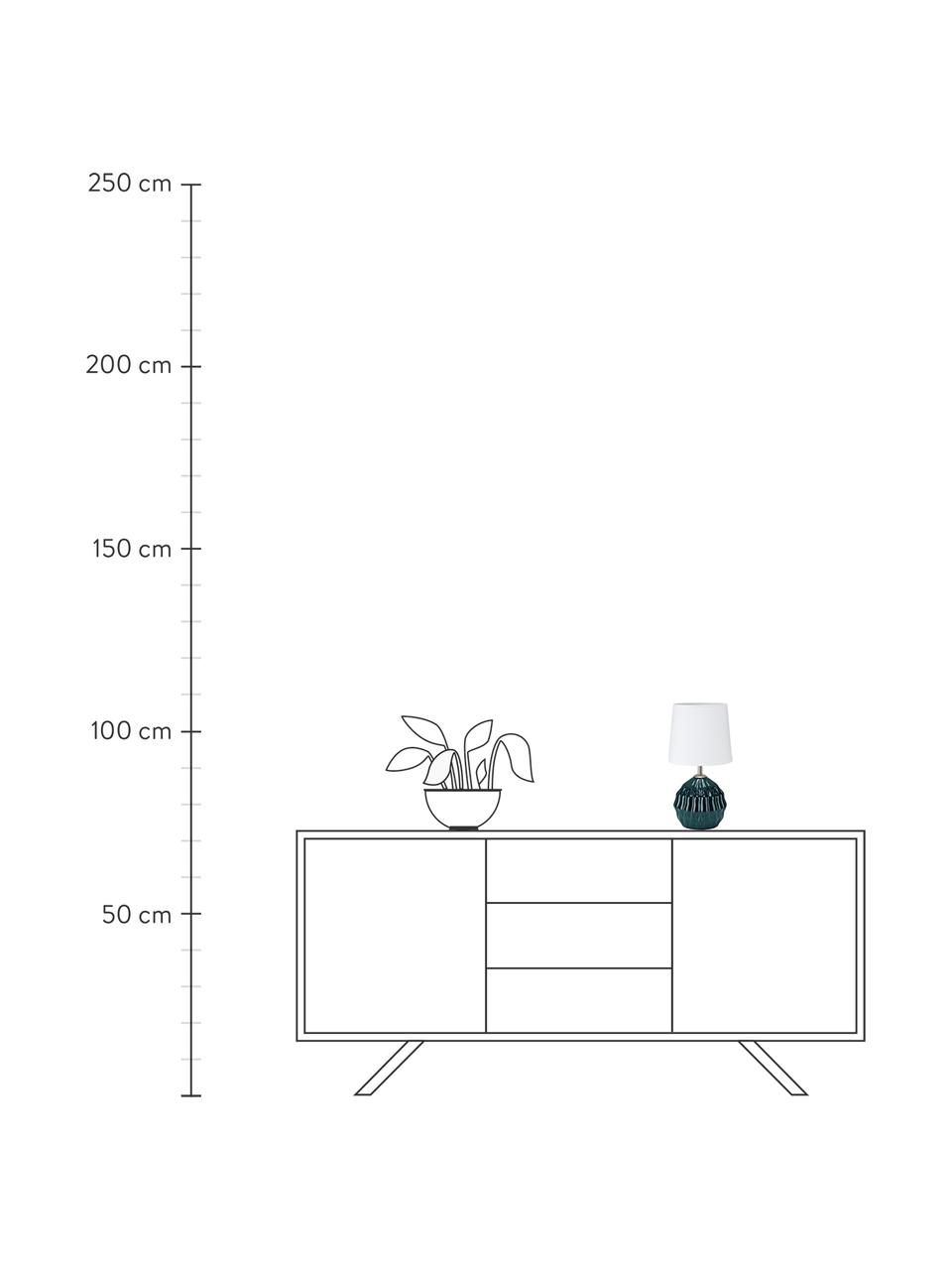 Lampe à poser en céramique Lora, Blanc, vert foncé, Ø 19 x haut. 35 cm