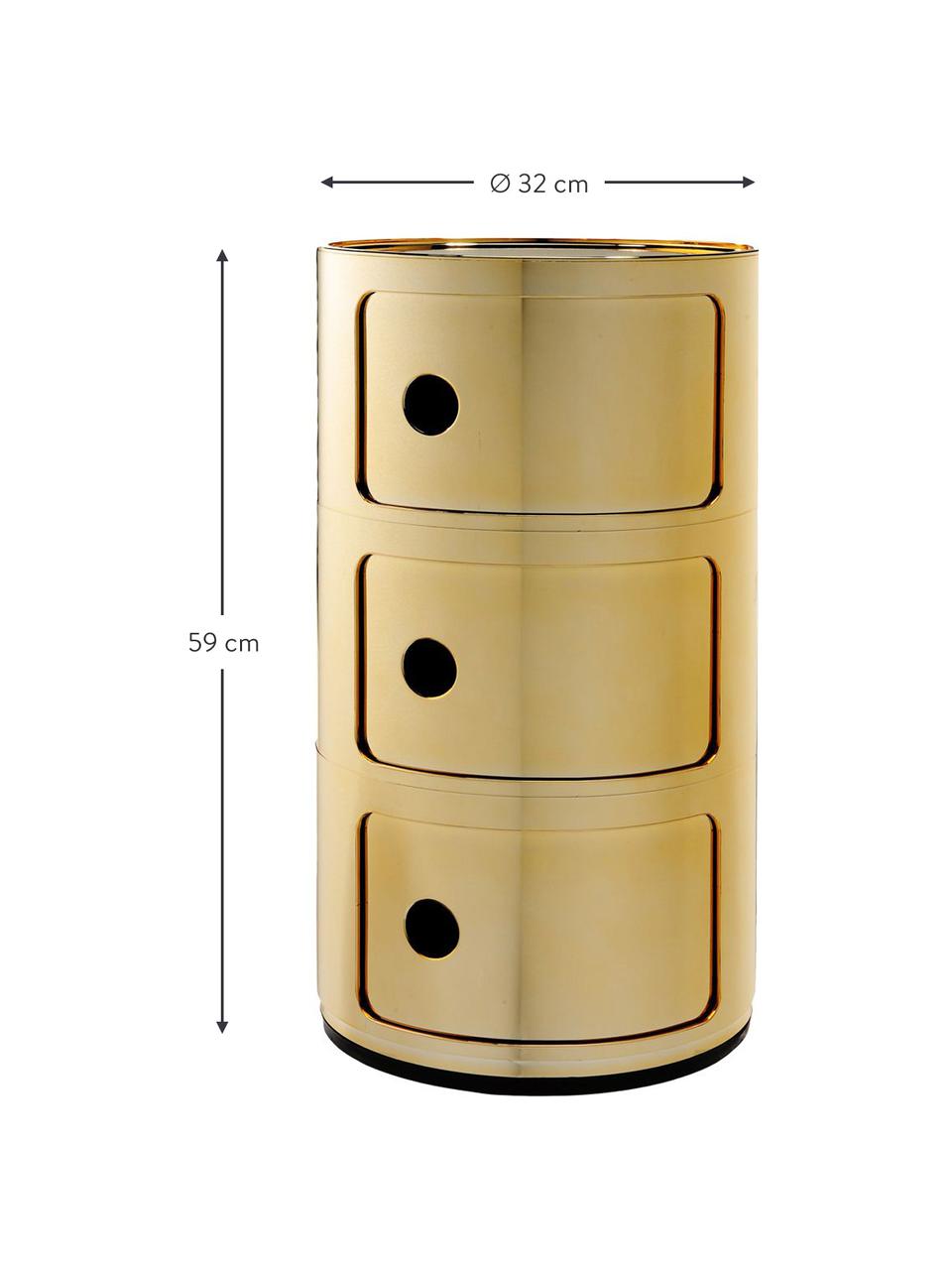 Design Container Componibili 3 Modules in Gold, Kunststoff (ABS), lackiert, Greenguard-zertifiziert, Gold-Metallic, Ø 32 x H 59 cm