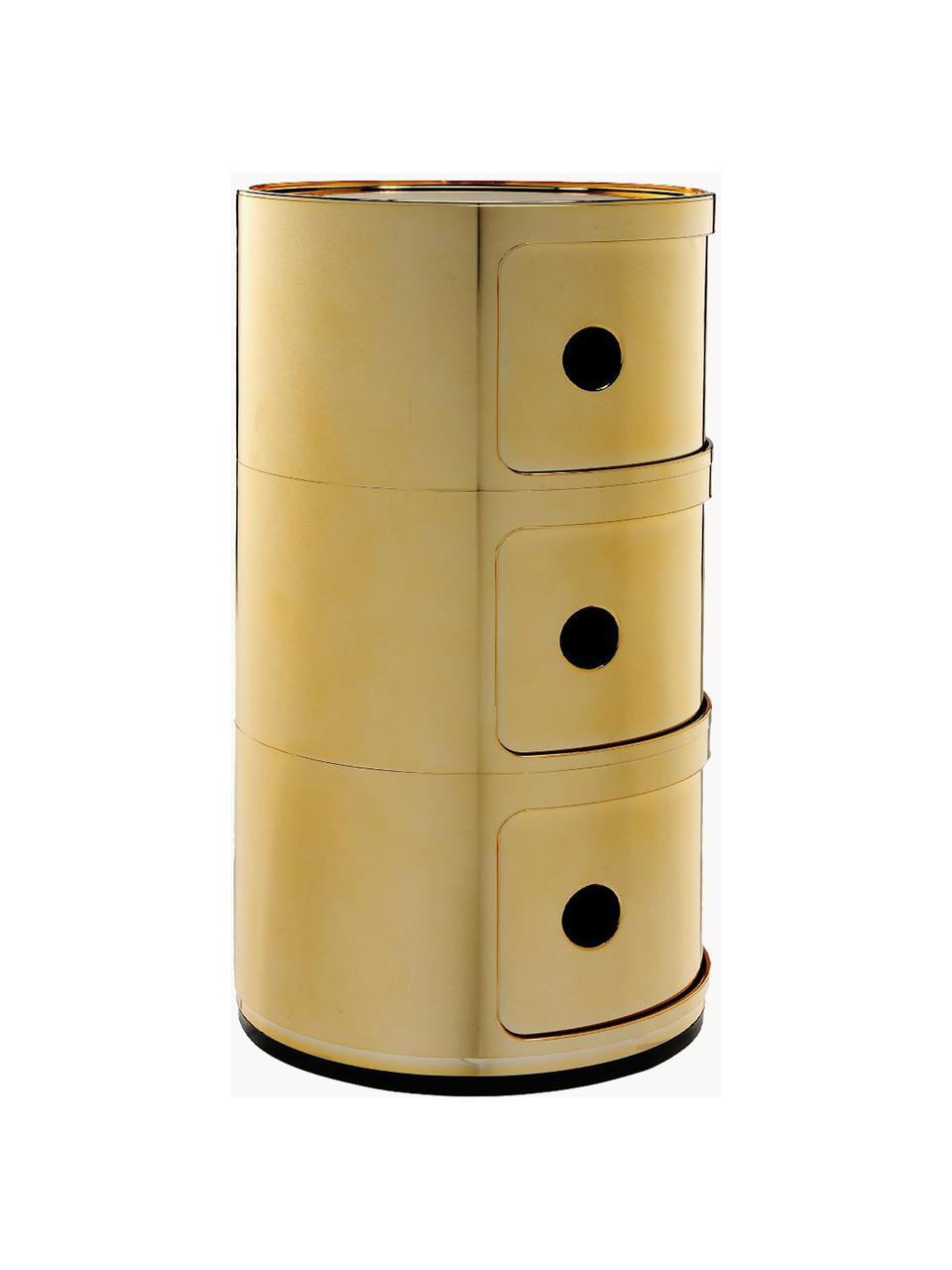 Designový odkládací stolek Componibili, Lakovaná umělá hmota (ABS), certifikace Greenguard, Lesklá zlatá, Ø 32 cm, V 59 cm