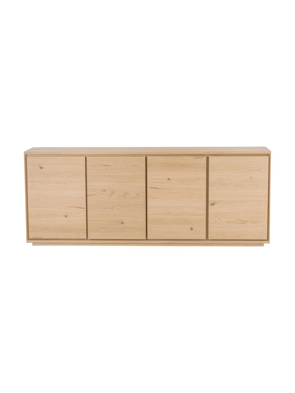 Dressoir Finn met deuren en eikenhoutfineer, Frame: MDF met eikenhoutfineer, Eikenhoutkleurig, 217 x 85 cm