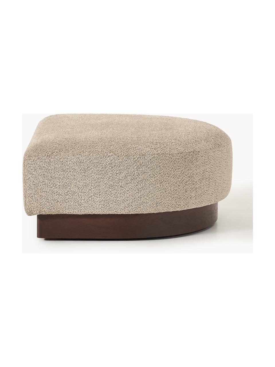 Sofa-Hocker Natalie aus Teddy-Bouclé, Bezug: Teddy-Bouclé (100 % Polye, Gestell: mitteldichte Holzfaserpla, Sockel: Massives Buchenholz, lack, Teddy-Bouclé Beige, dunkles Buchenholz, B 91 x T 107 cm