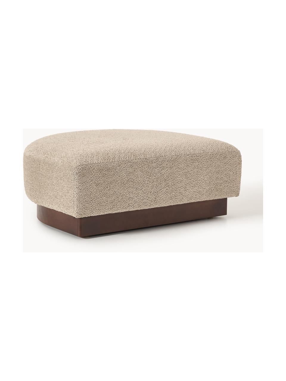 Sofa-Hocker Natalie aus Teddy-Bouclé, Bezug: Teddy-Bouclé (100 % Polye, Gestell: mitteldichte Holzfaserpla, Sockel: Massives Buchenholz, lack, Teddy-Bouclé Beige, dunkles Buchenholz, B 91 x T 107 cm